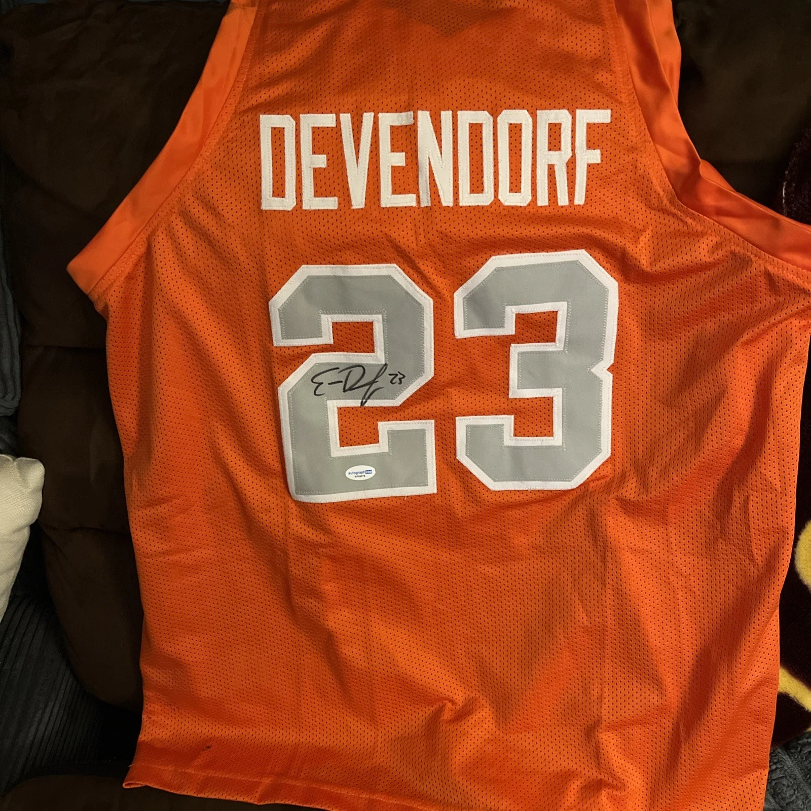 SYRACUSE ORANGE-ERIC DEVENDORF SIGNED AUTOGRAPH JERSEY ACOA COA 6 OT CUSE 🏀