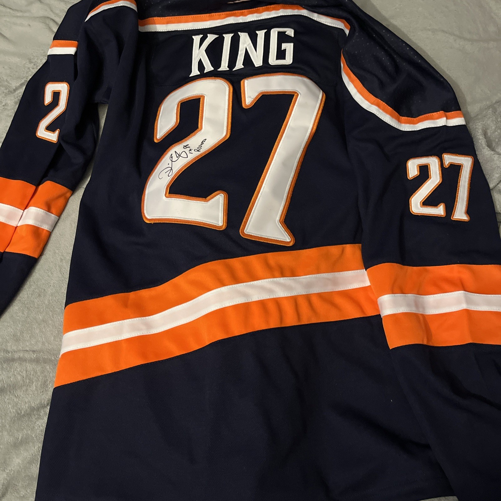 NY ISLANDERS-DEREK KING SIGNED AUTOGRAPHED JERSEY ACOA LOA FIRST RD 85 Inscribed