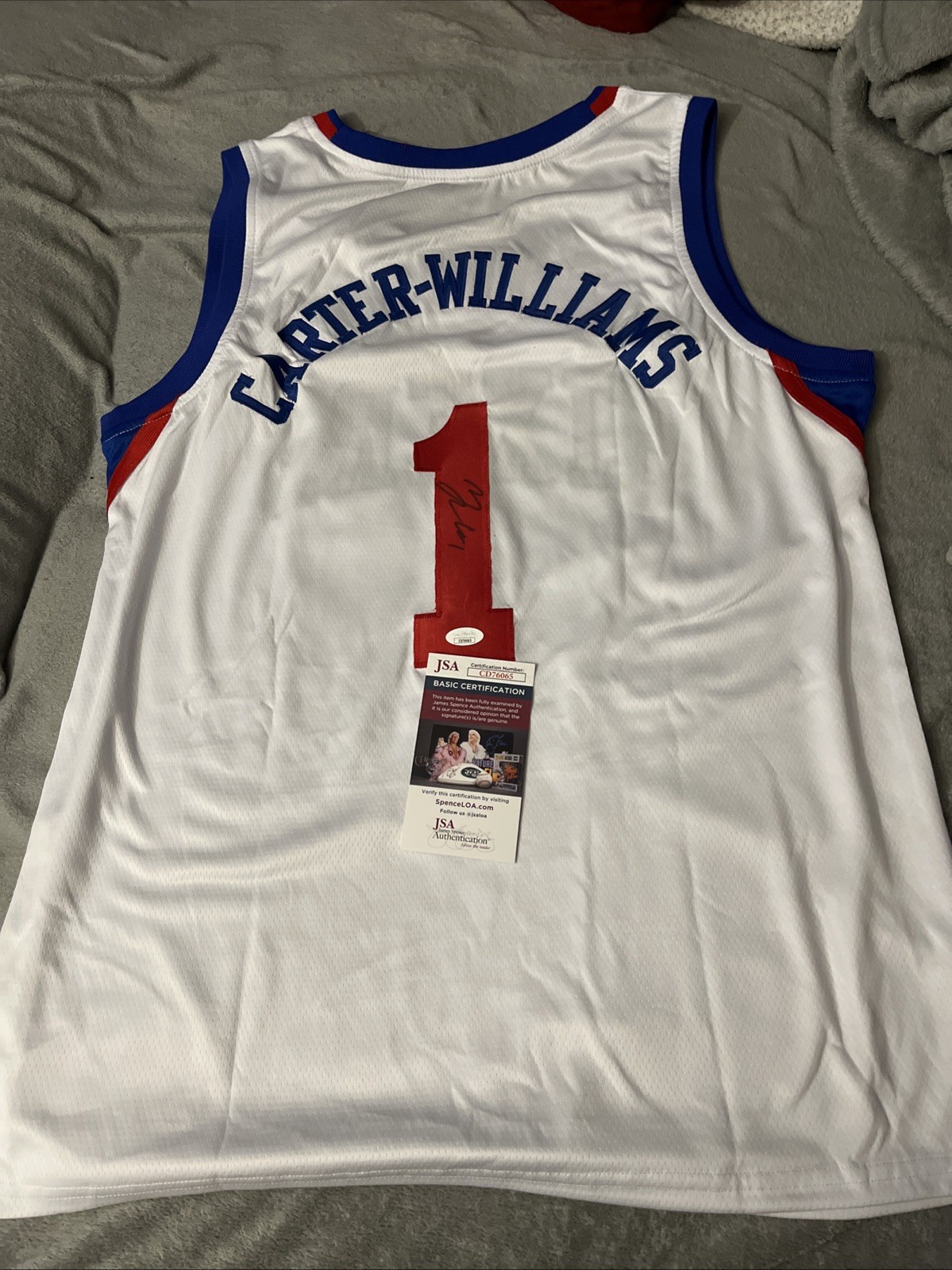 Michael Carter-Williams Signed Philadelphia 76ers Sixers Jersey NBA JSA AUTO ROY