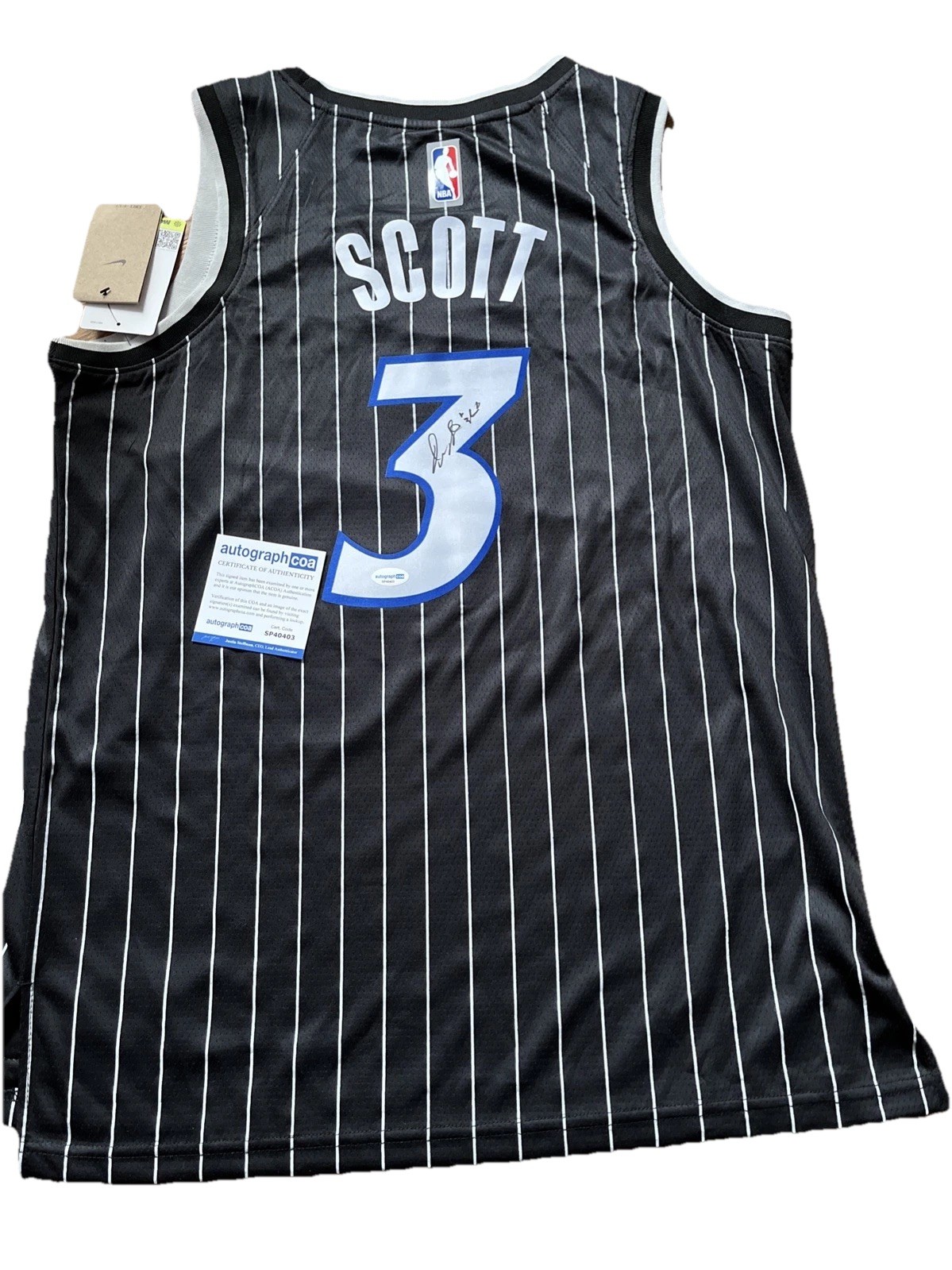 ORLANDO MAGIC-DENNIS SCOTT SIGNED AUTOGRAPH JERSEY ACOA NBA ALL ROOKIE ACC POY