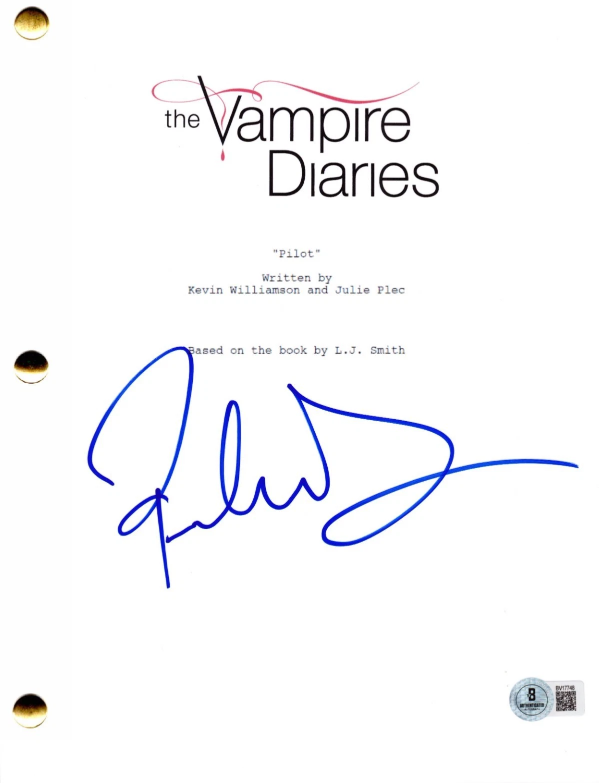 Paul Wesley Signed The Vampire Diaries Pilot Script Authentic Autograph Beckett