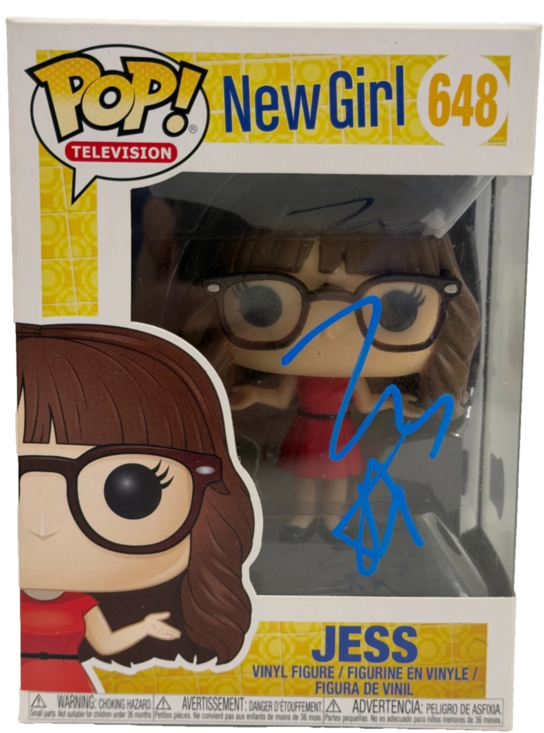 Zooey Deschanel Signed Jess Funko New Girl Authentic Autograph Beckett