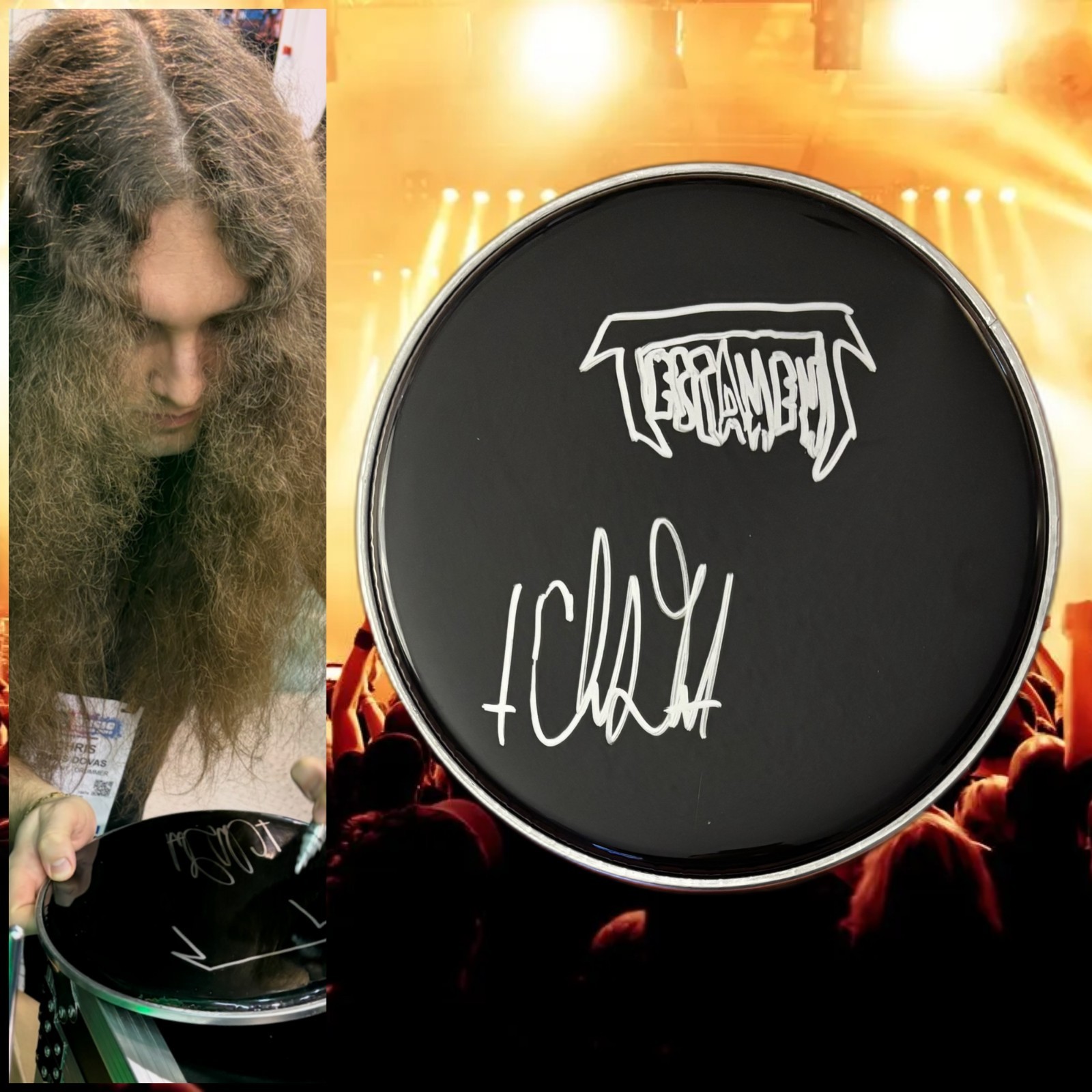 GFA Testament Band Drummer  * CHRIS DOVAS *  Signed 10