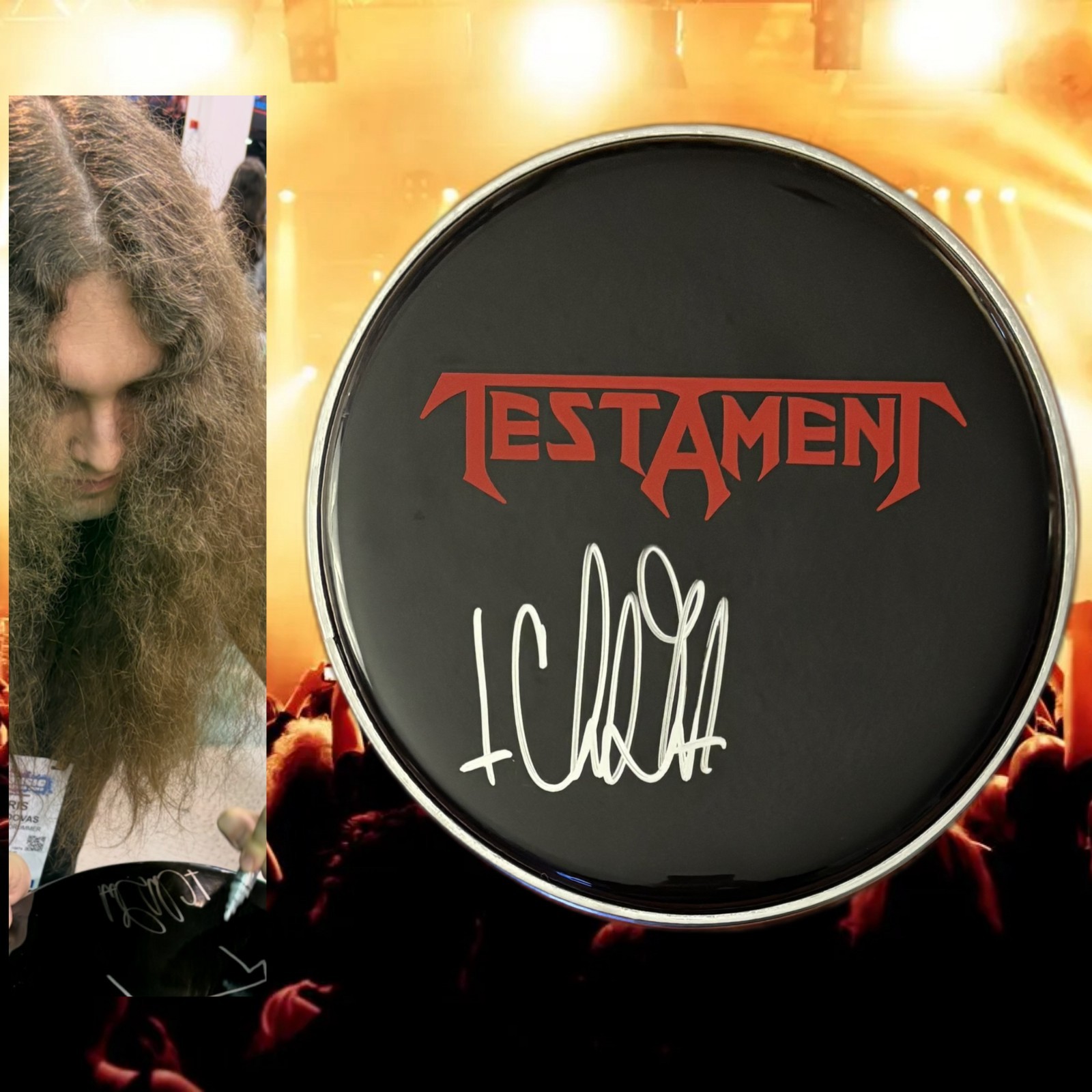 GFA Testament Band Drummer  * CHRIS DOVAS *  Signed 10