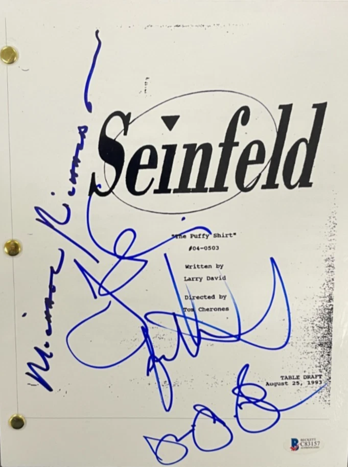Seinfeld Cast Signed Script Puffy Shirt Richards Dreyfus Alexander Beckett LOA