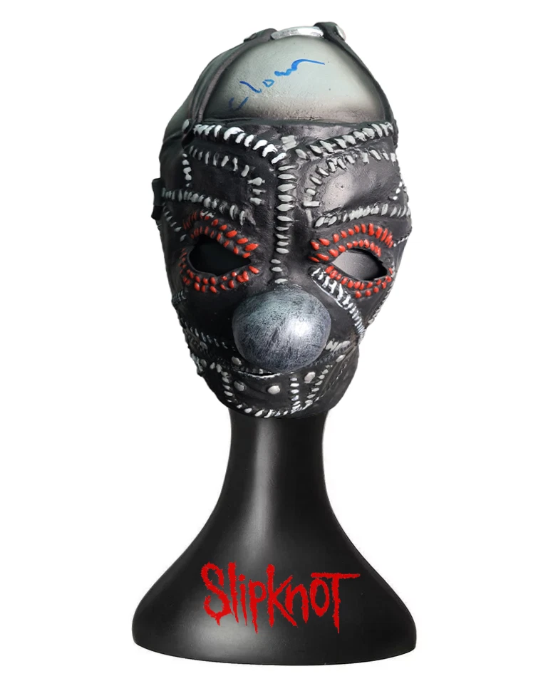 Slipknot Clown Signed Mask Shawn Crahan w Custom Display Stand ACOA