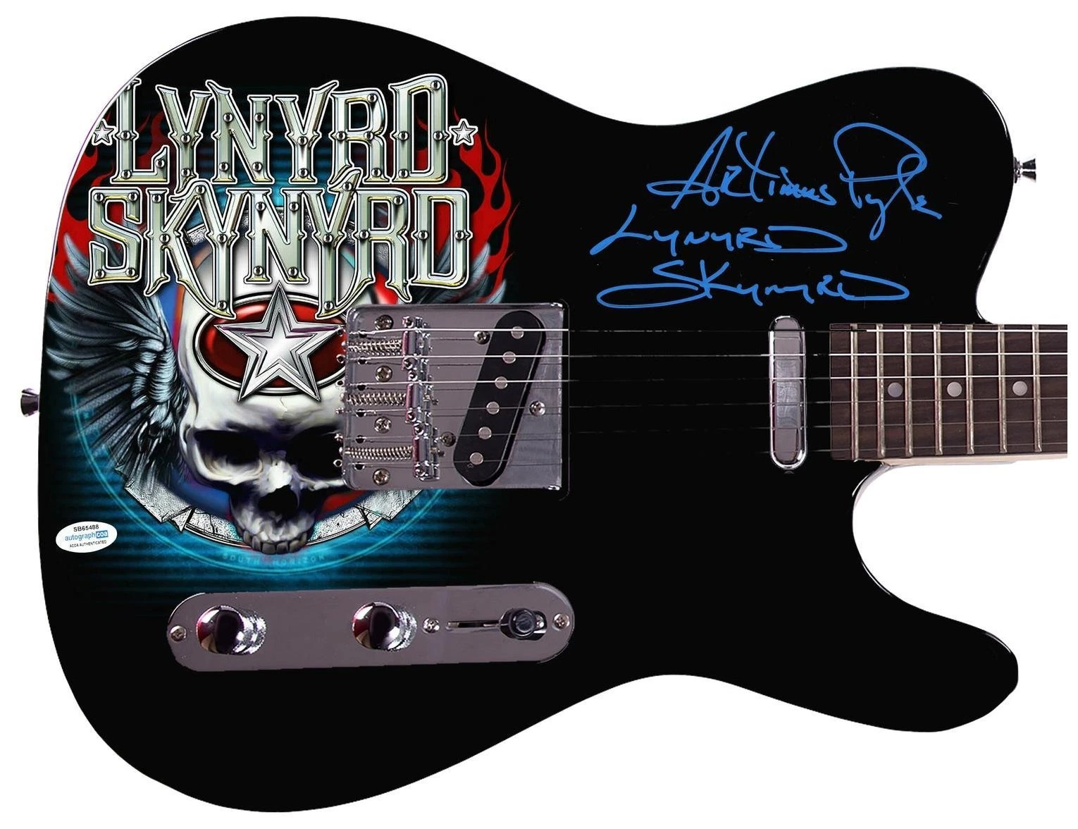 Lynyrd Skynyrd Artimus Pyle Signed Photo Graphics Guitar Exact Proof ACOA