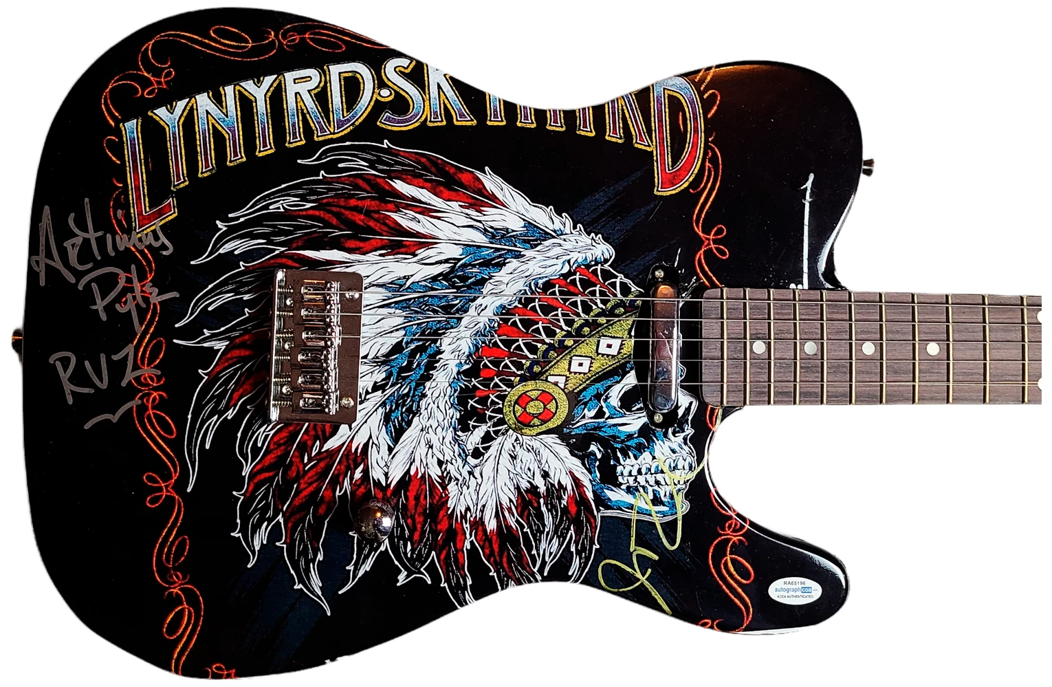 Lynyrd Skynyrd Signed Autographed Custom Graphics Guitar AFTAL UACC ACOA