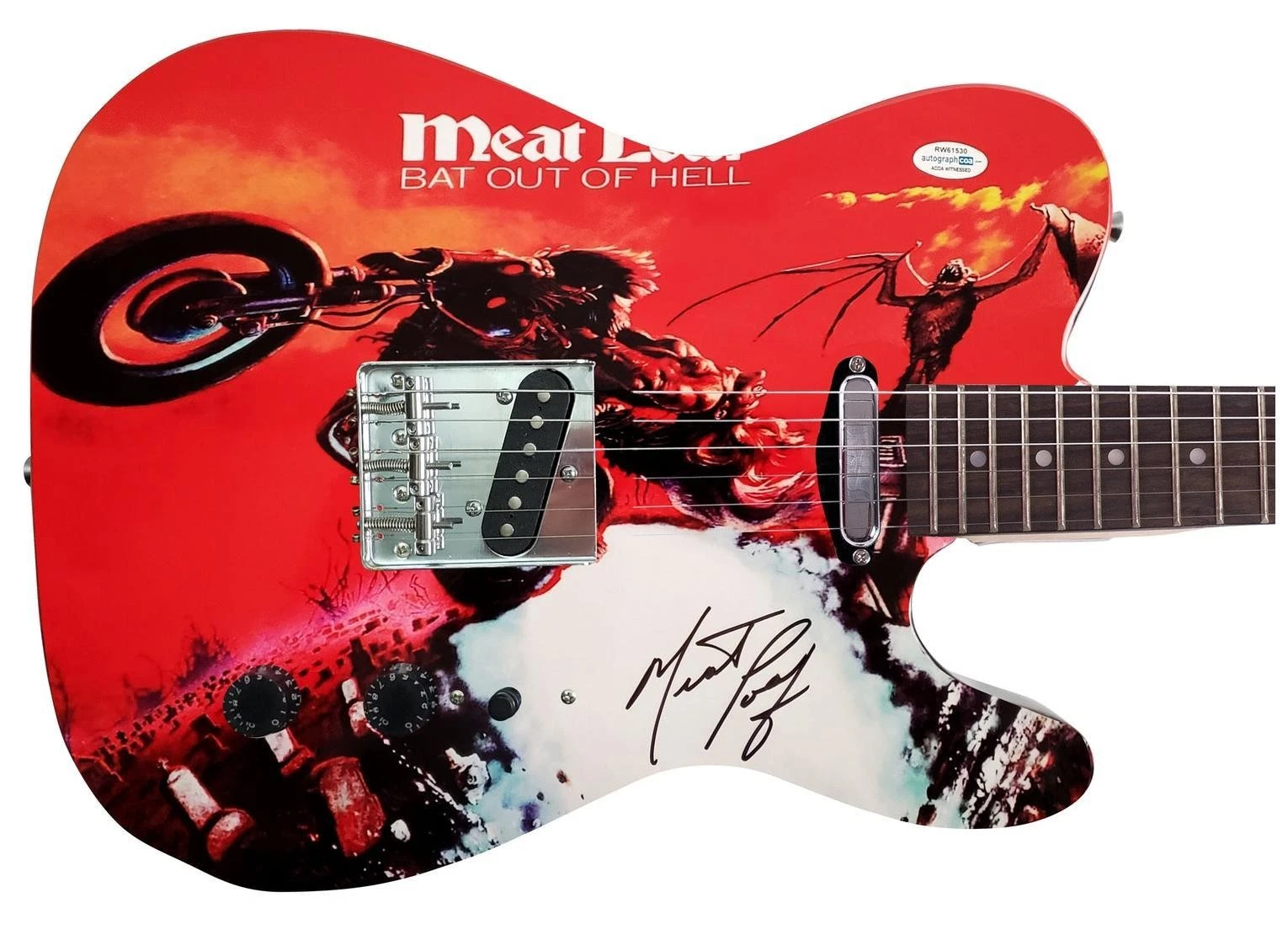 Meat Loaf Autographed Bat Out Of Hell Album LP Graphics Guitar Exact Video Proof
