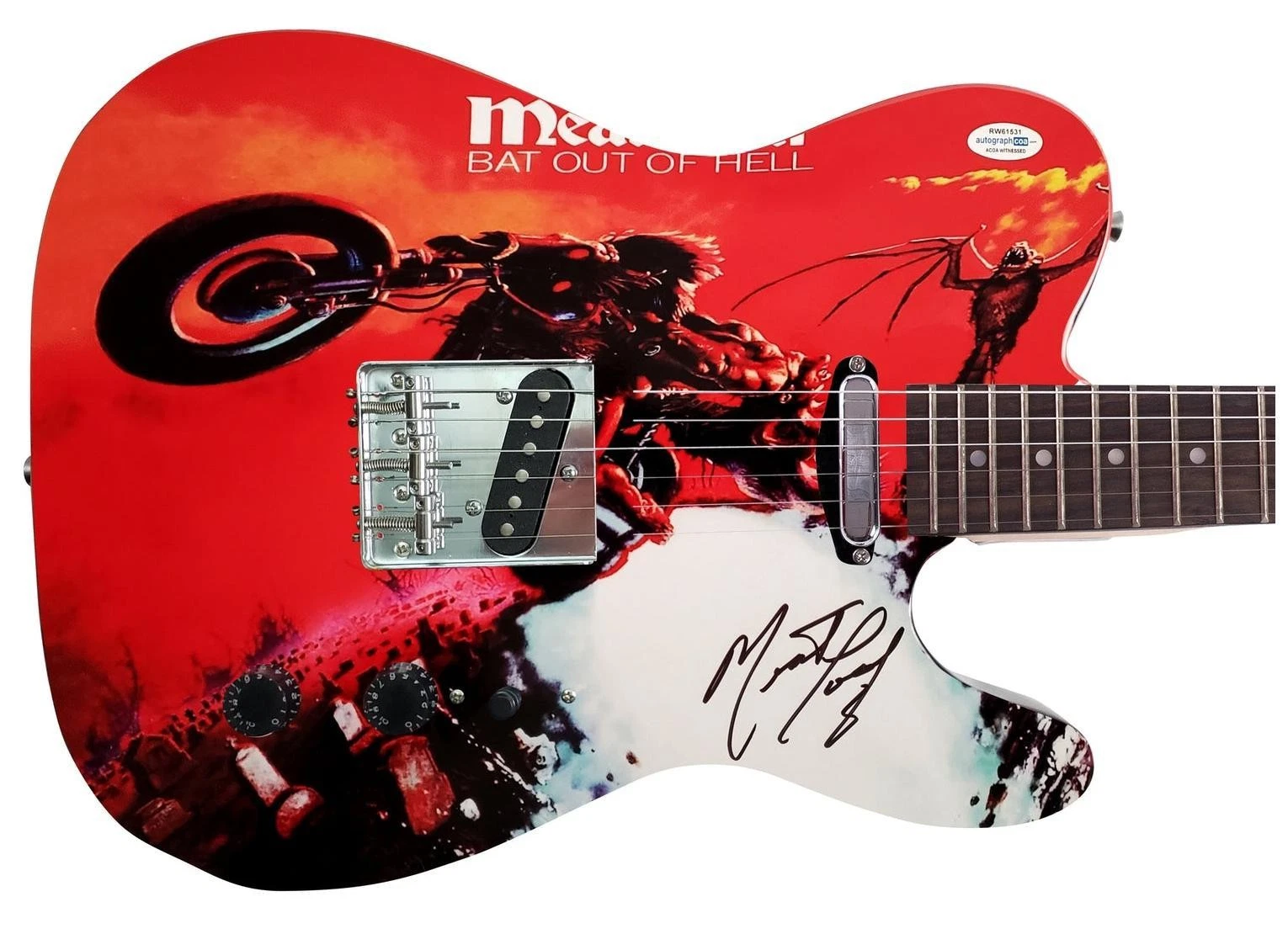 Meat Loaf Autographed Bat Out Of Hell Album LP Graphics Guitar Exact Video Proof