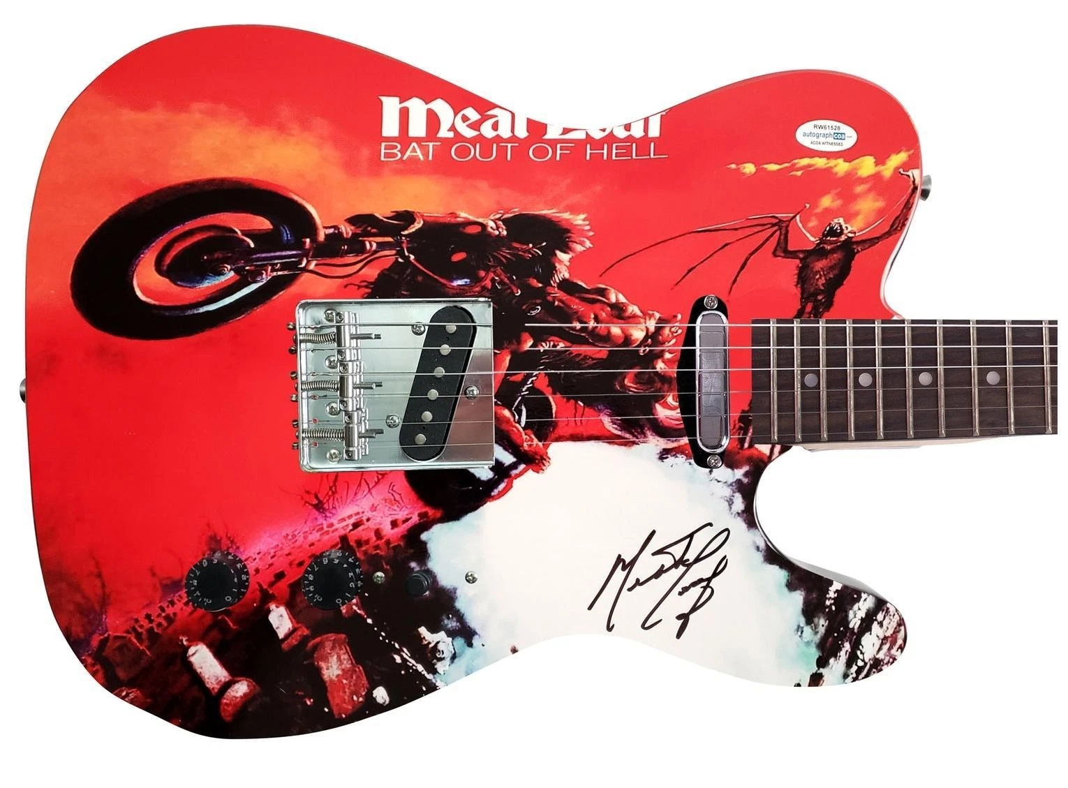 Meat Loaf Autographed Bat Out Of Hell Album LP Graphics Guitar Exact Video Proof