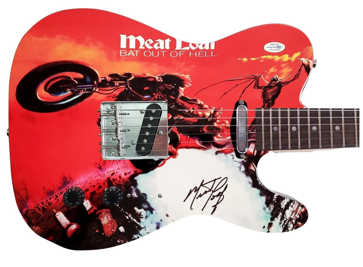 Meat Loaf Autographed Bat Out Of Hell Album LP Graphics Guitar Exact Video Proof