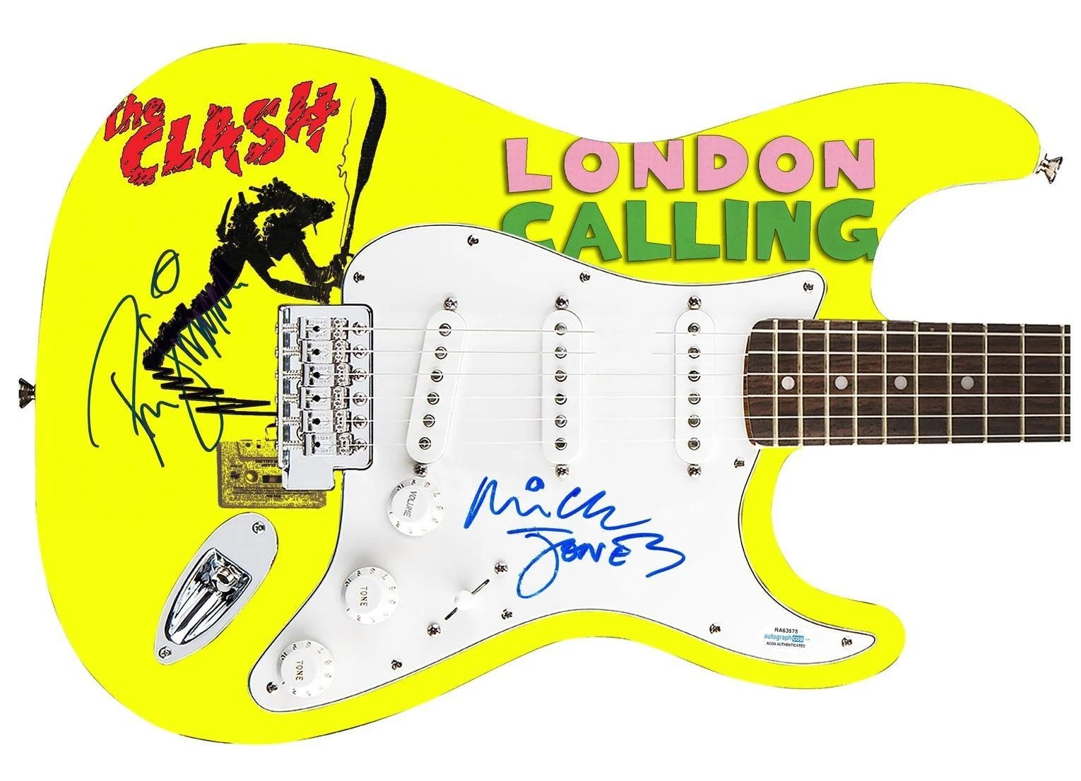 The Clash Signed Fender 1/1 London Calling Lp Cd Graphics Photo Guitar ACOA