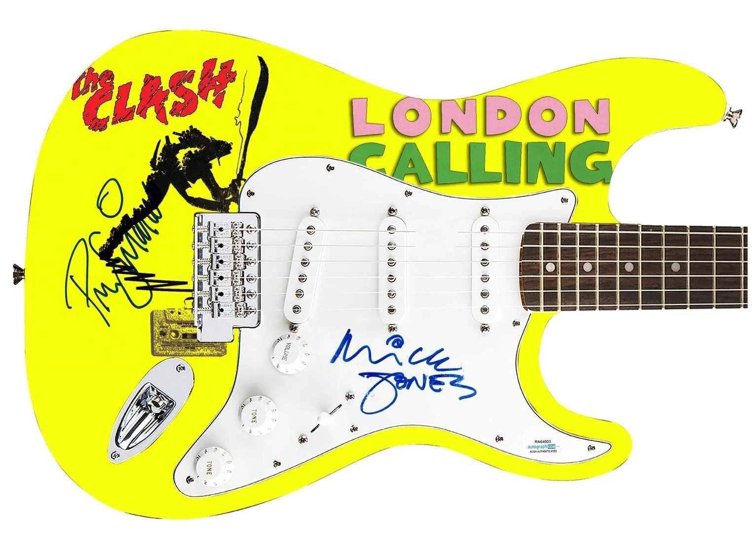 The Clash Signed Fender 1/1 London Calling Lp Cd Graphics Photo Guitar ACOA
