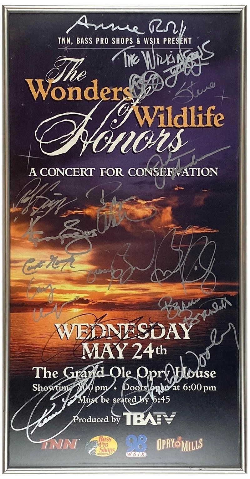 Grand Ole? Opry Multi-Autographed Framed Poster Kenny Rogers Brad Paisley Plus