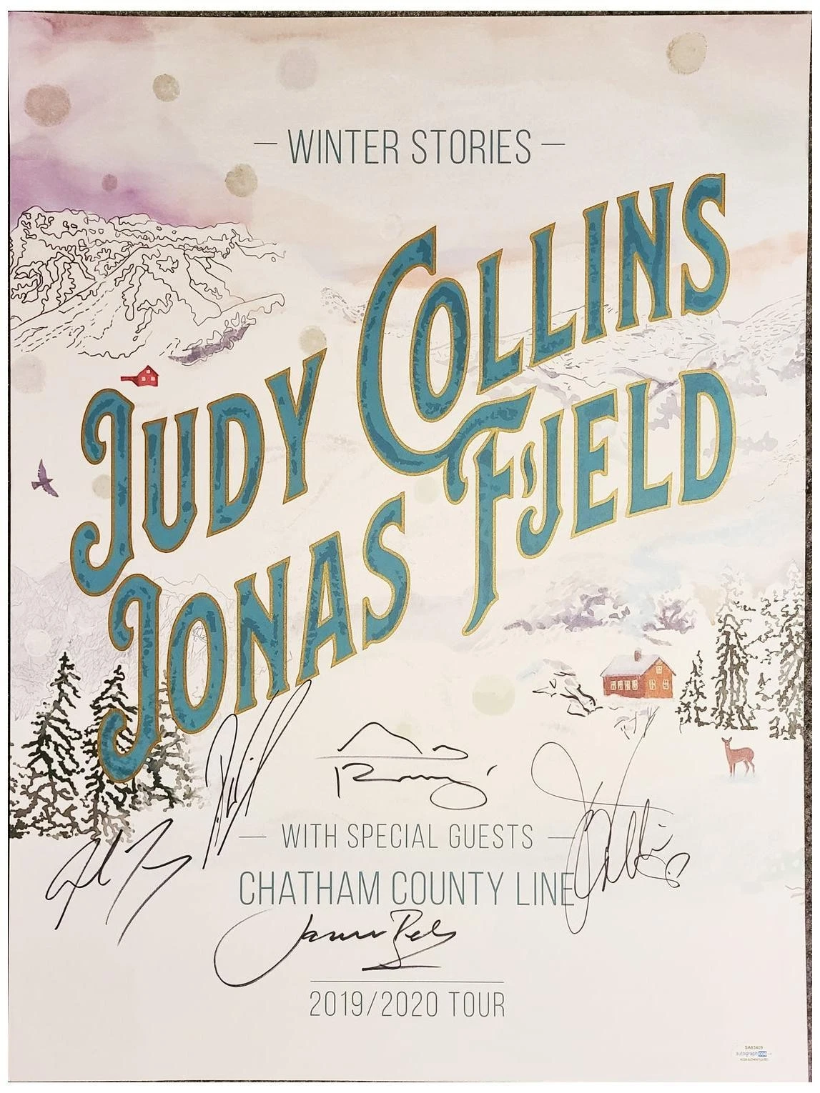 Judy Collins Jonas Fjeld Autographed Winter Stories Tour 2019-2020 Concert Poste