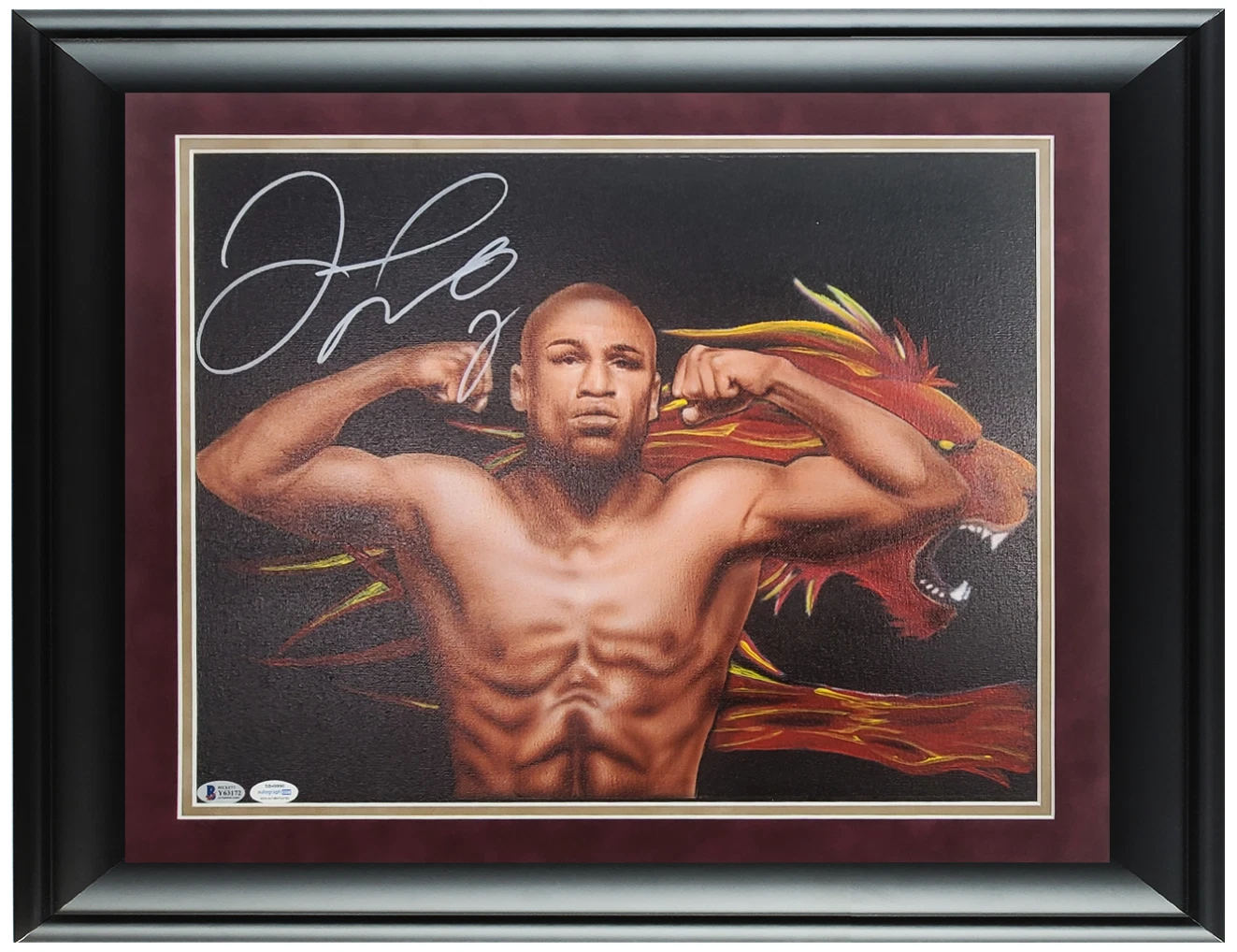 Floyd Mayweather Signed Hand Painted Framed Canvas BAS Witness ACOA