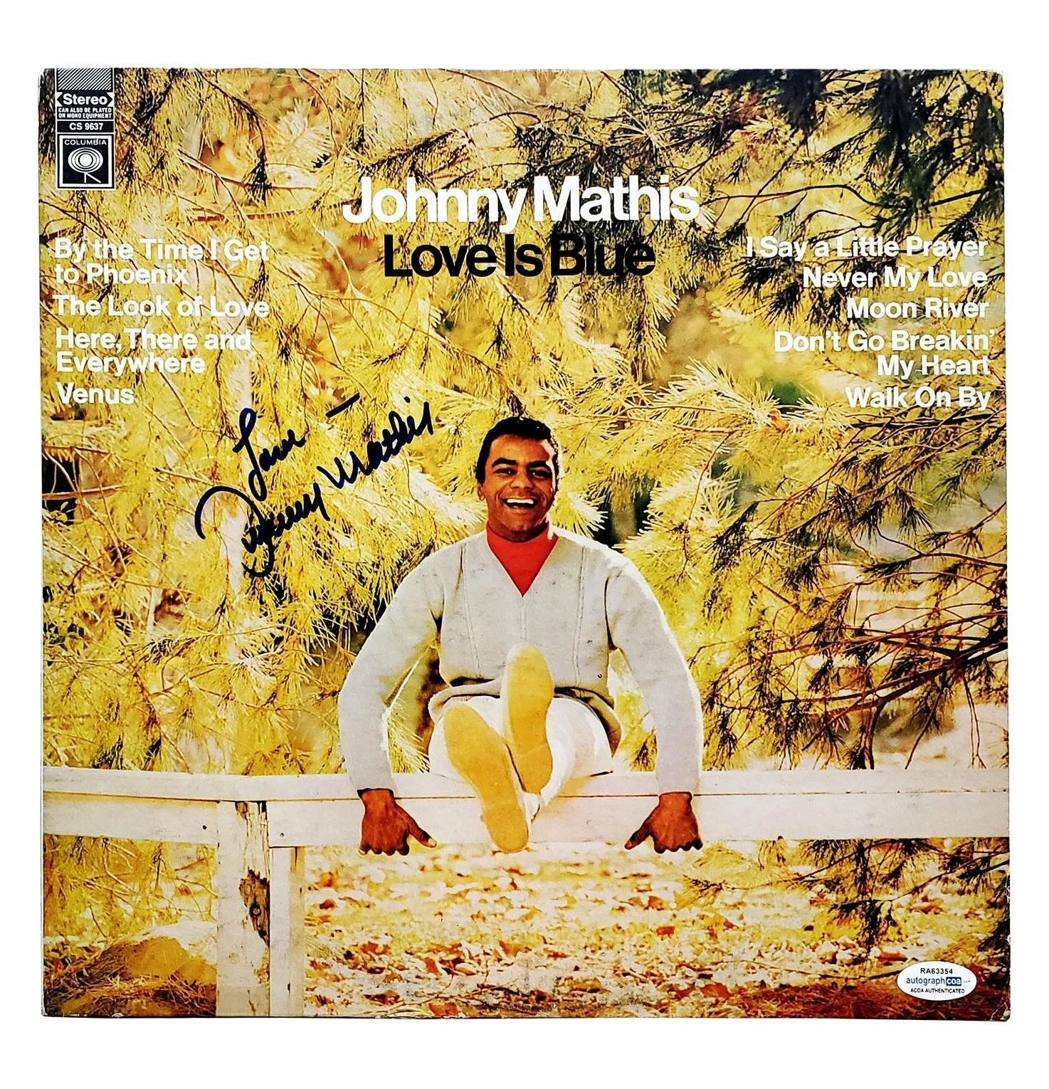 Johnny Mathis Signed Autographed Record Album LP ACOA