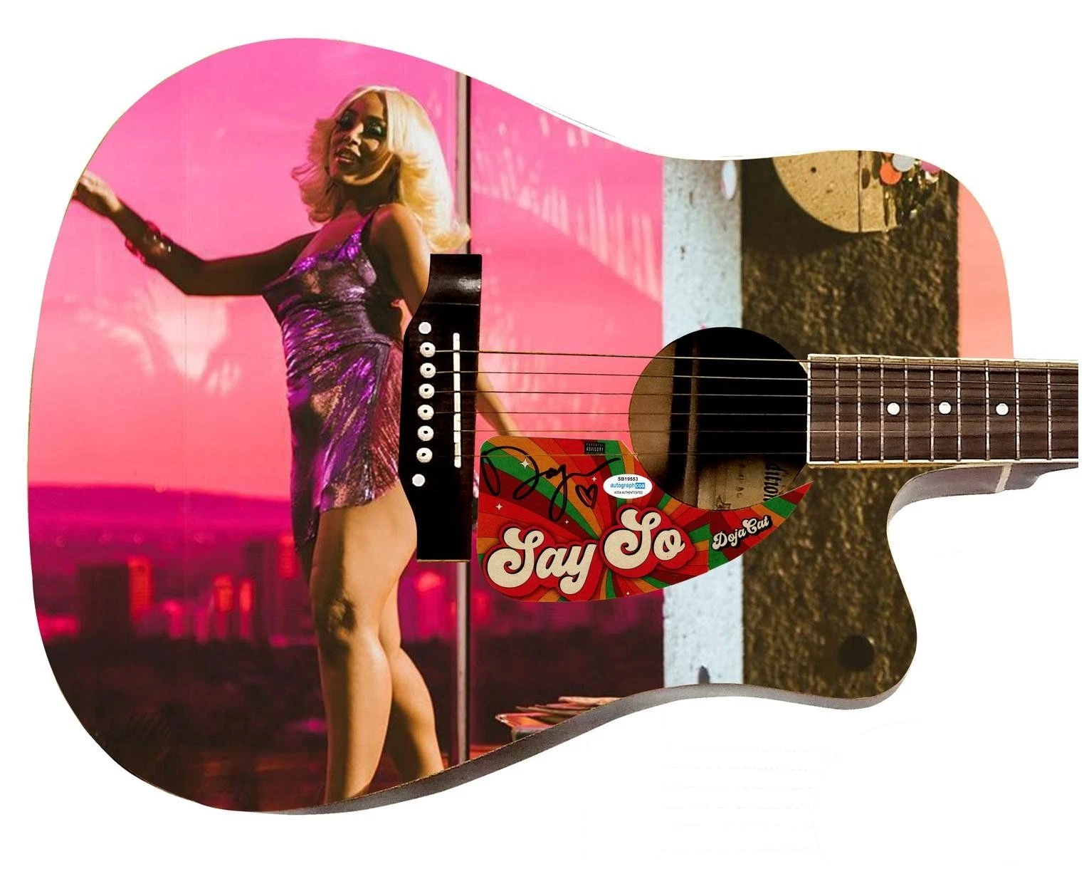 Doja Cat Say So Signed Custom Graphics Album Photo Guitar ACOA