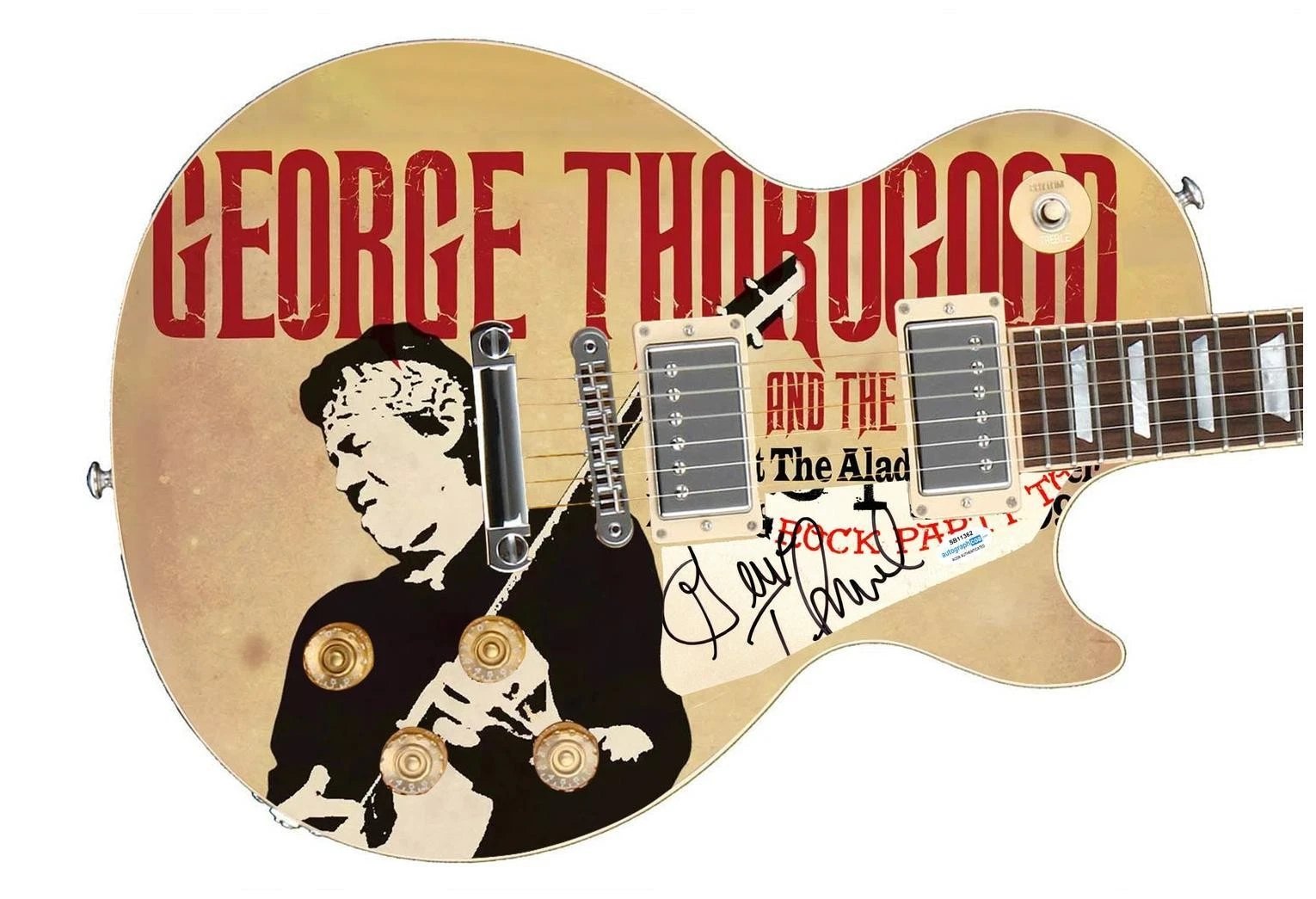 George Thorogood Signed Autographed Custom Graphics Photo Guitar ACOA