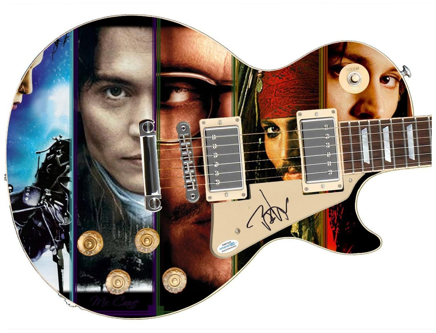 Johnny Depp Signed Autographed 1/1 Custom Graphics Photo Guitar ACOA