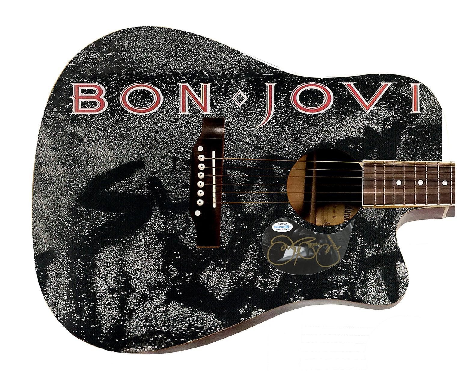 Jon Bon Jovi Slippery When Wet Signed Autographed Custom Photo Graphics Guitar A