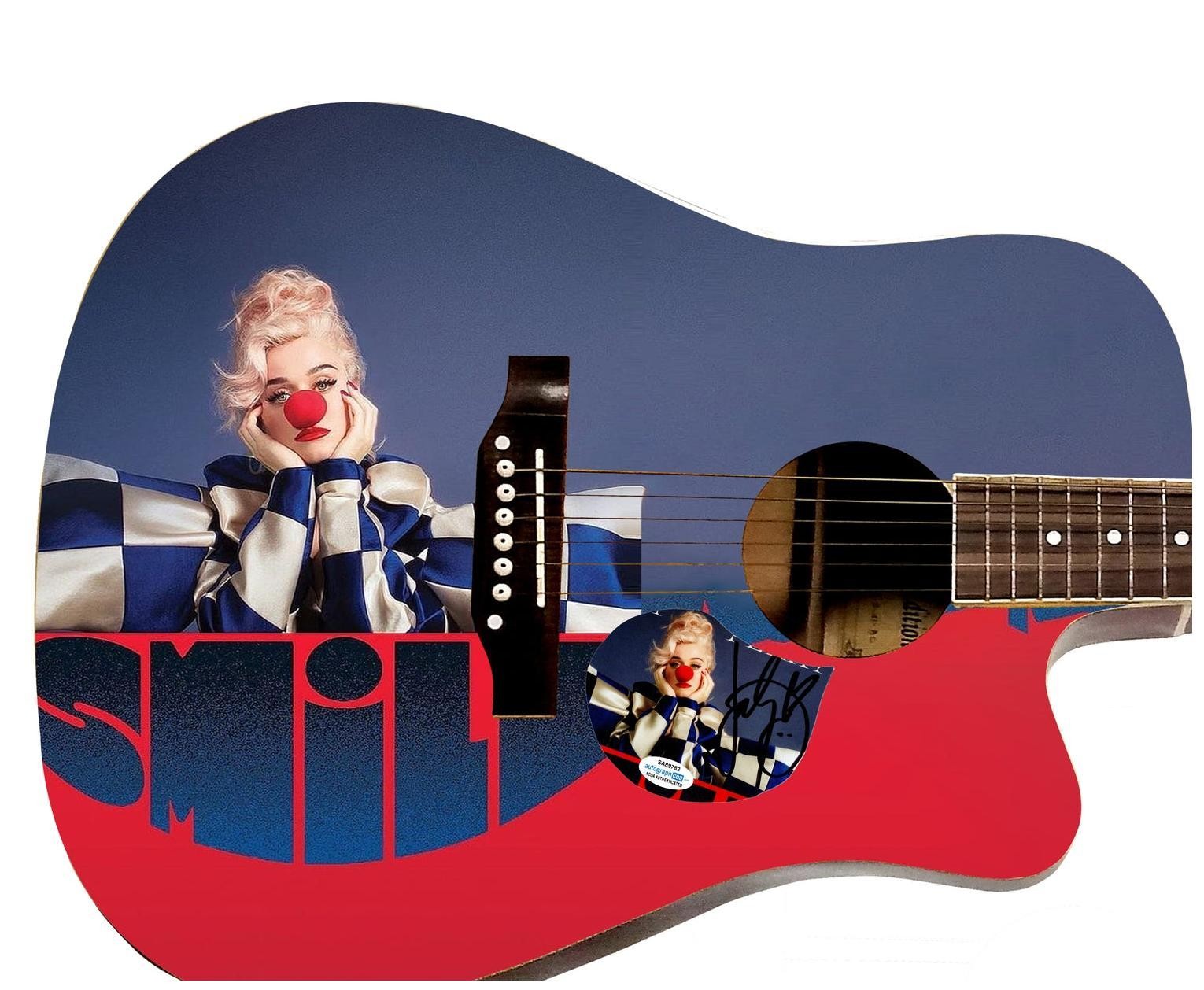 Katy Perry Signed 1/1 Custom Graphics Acoustic Guitar ACOA