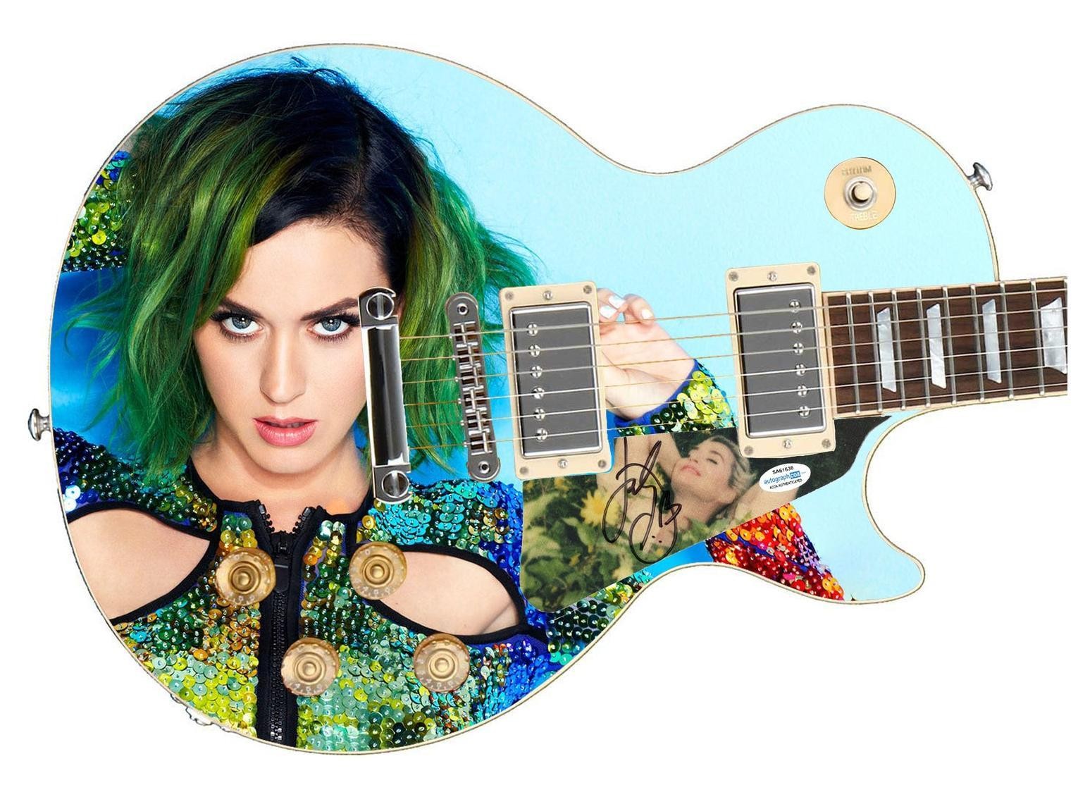 Katy Perry Signed Custom Graphics 1/1 Photo Guitar ACOA