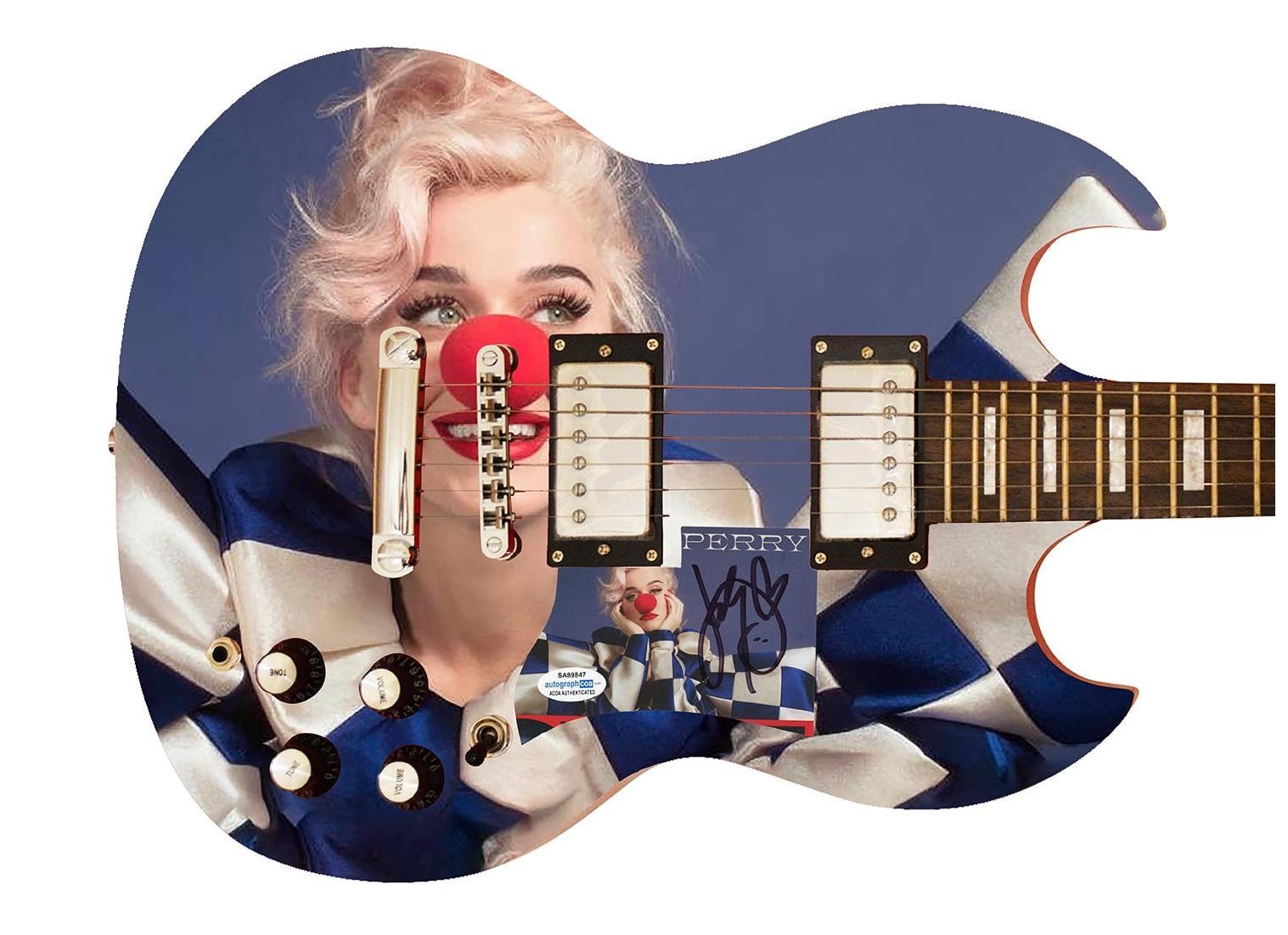 Katy Perry Signed Autographed Smile Custom Photo Graphics Guitar ACOA ACOA