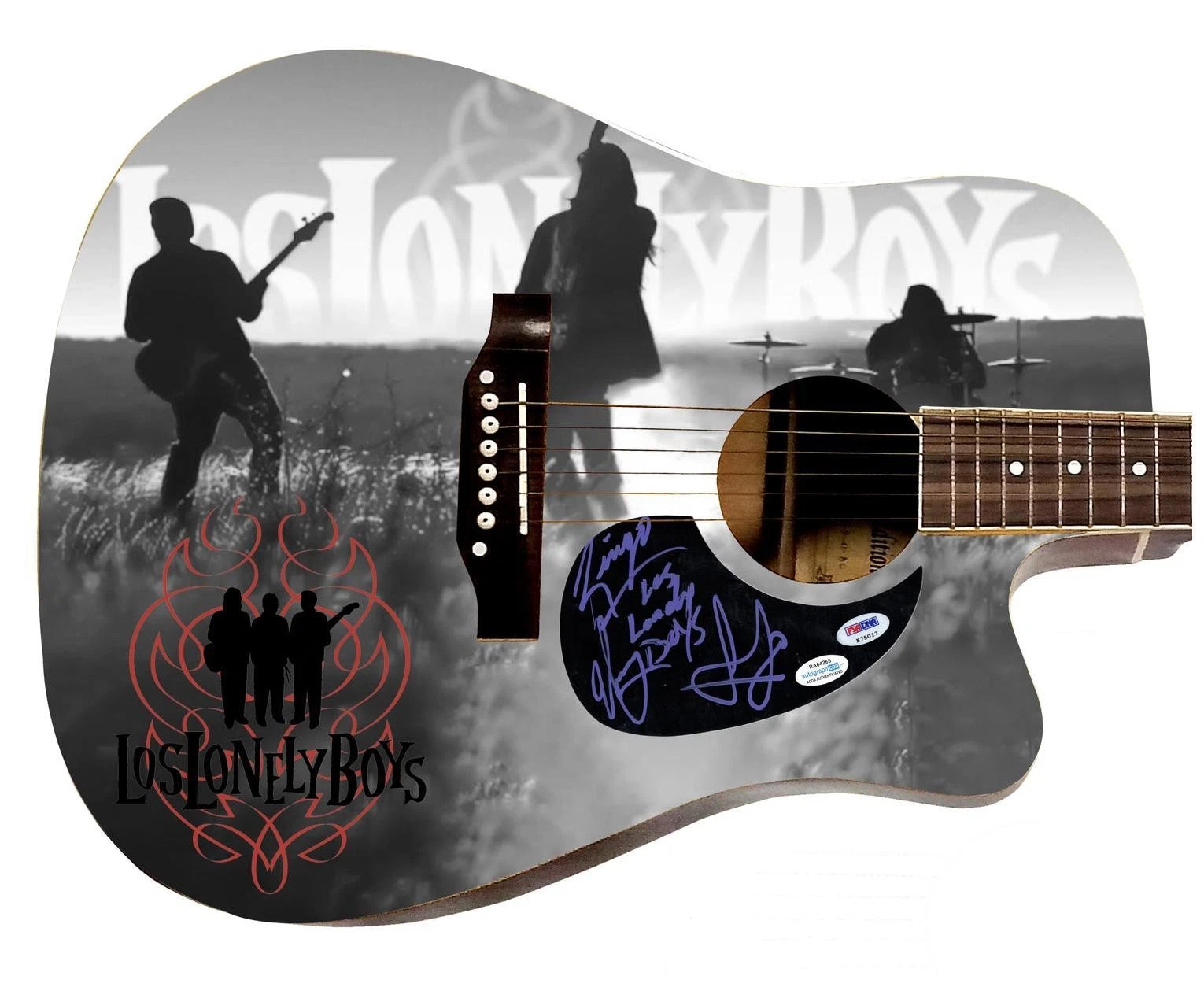 Los Lonely Boys Signed 1:1 Signature Edition Graphics Photo Guitar ACOA PSA