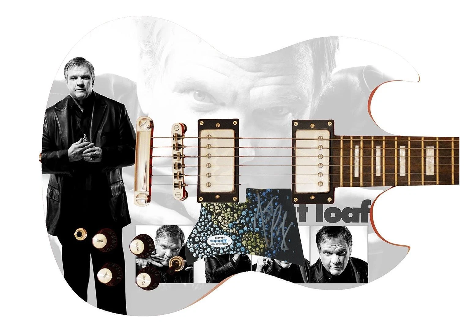 Meat Loaf Signed Autographed Custom Photo Graphics Guitar ACOA ACOA