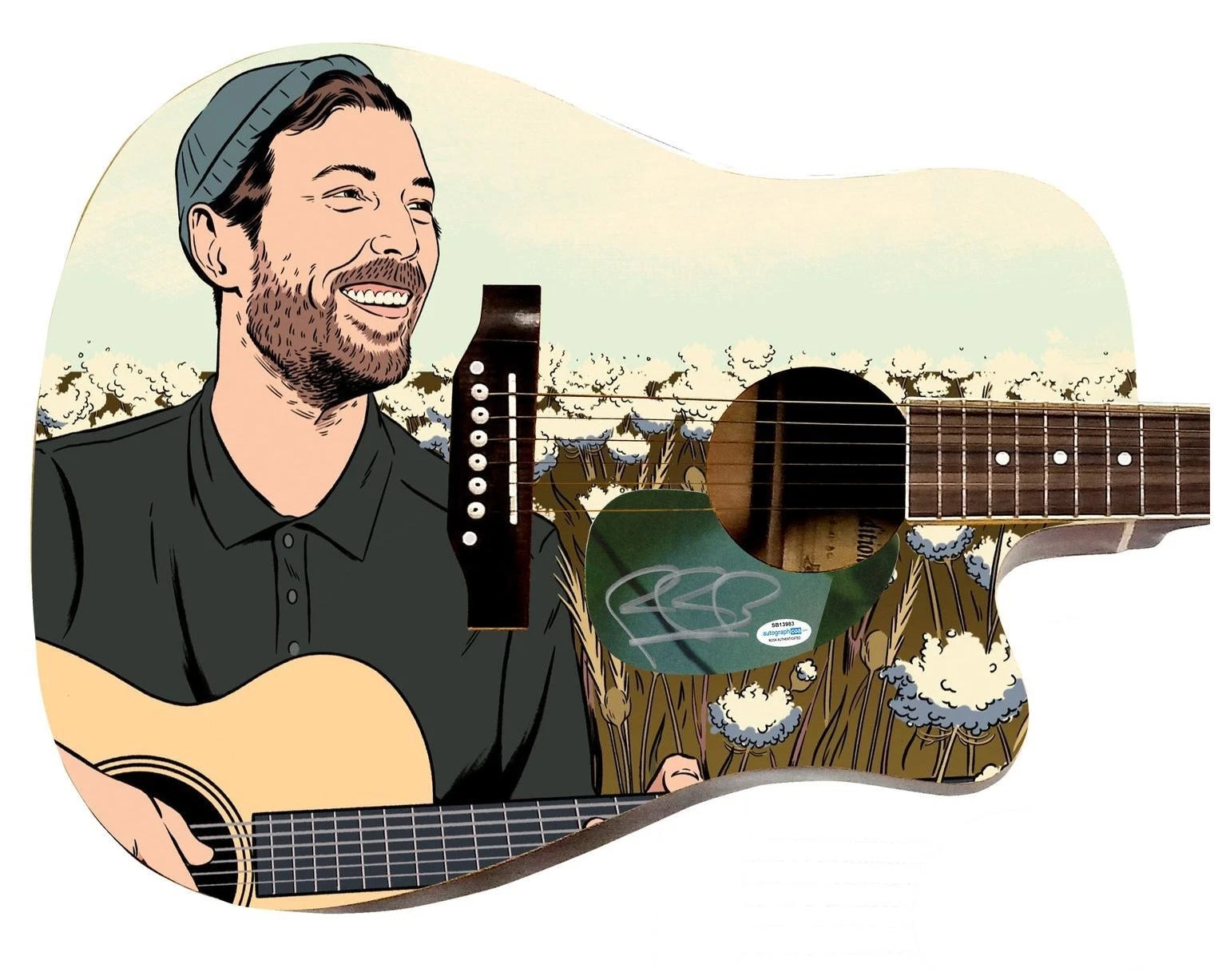 Robin Pecknold Signed Custom Graphics Photo Guitar ACOA