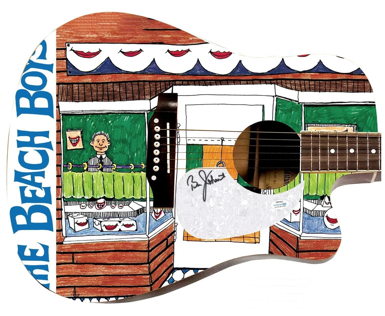 The Beach Boys Bruce Johnston Signed 1/1 Custom Graphics Acoustic Guitar