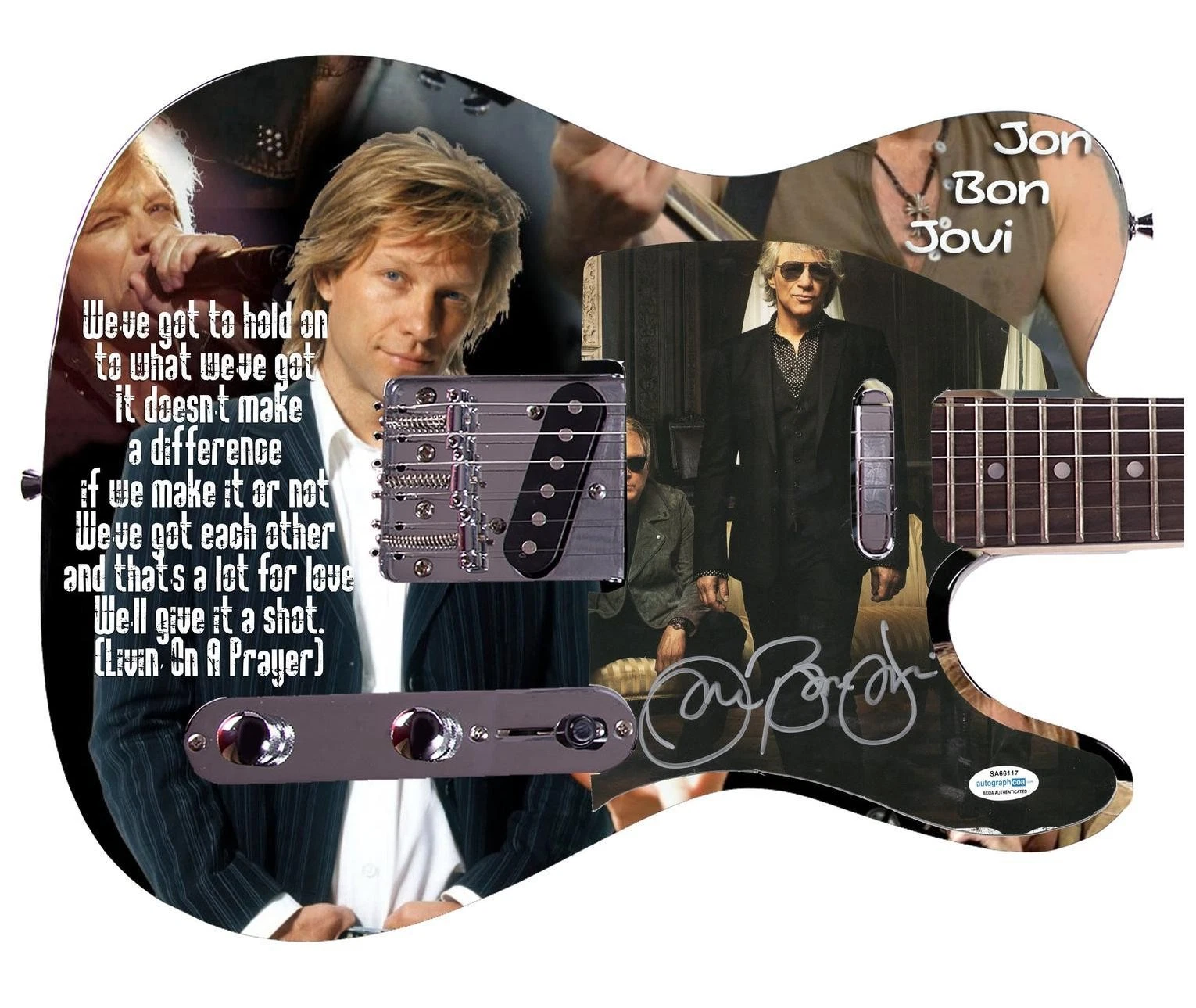 Jon Bon Jovi Signed Livin On A Prayer Graphics Guitar ACOA