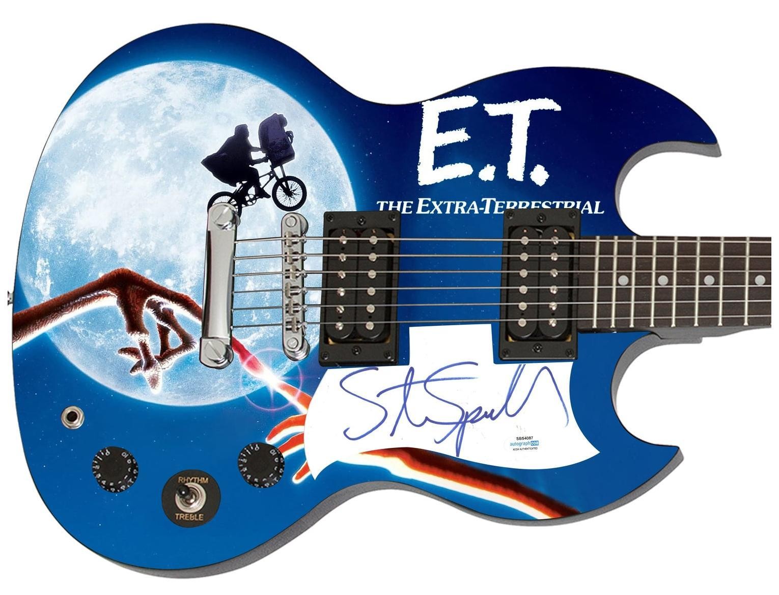 Steven Spielberg Signed Custom Graphics E.T. Poster Photo Guitar