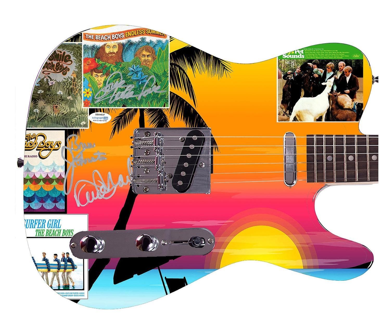 The Beach Boys Johnston Marks Mike Love Autographed Graphics Guitar ACOA Exact P