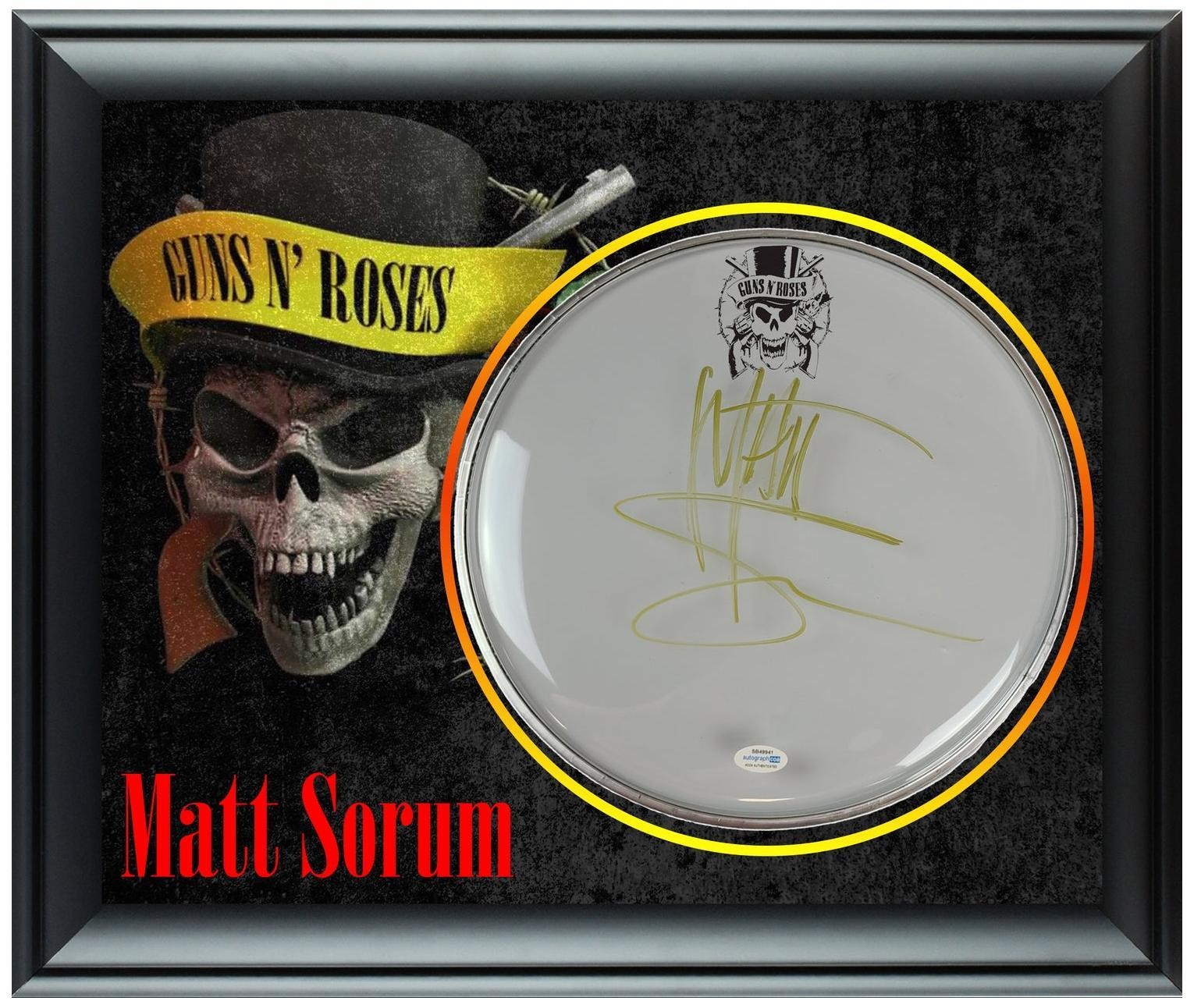 Guns N Roses Matt Sorum Autographed Custom Framed Drum Head Drumhead Display ACO