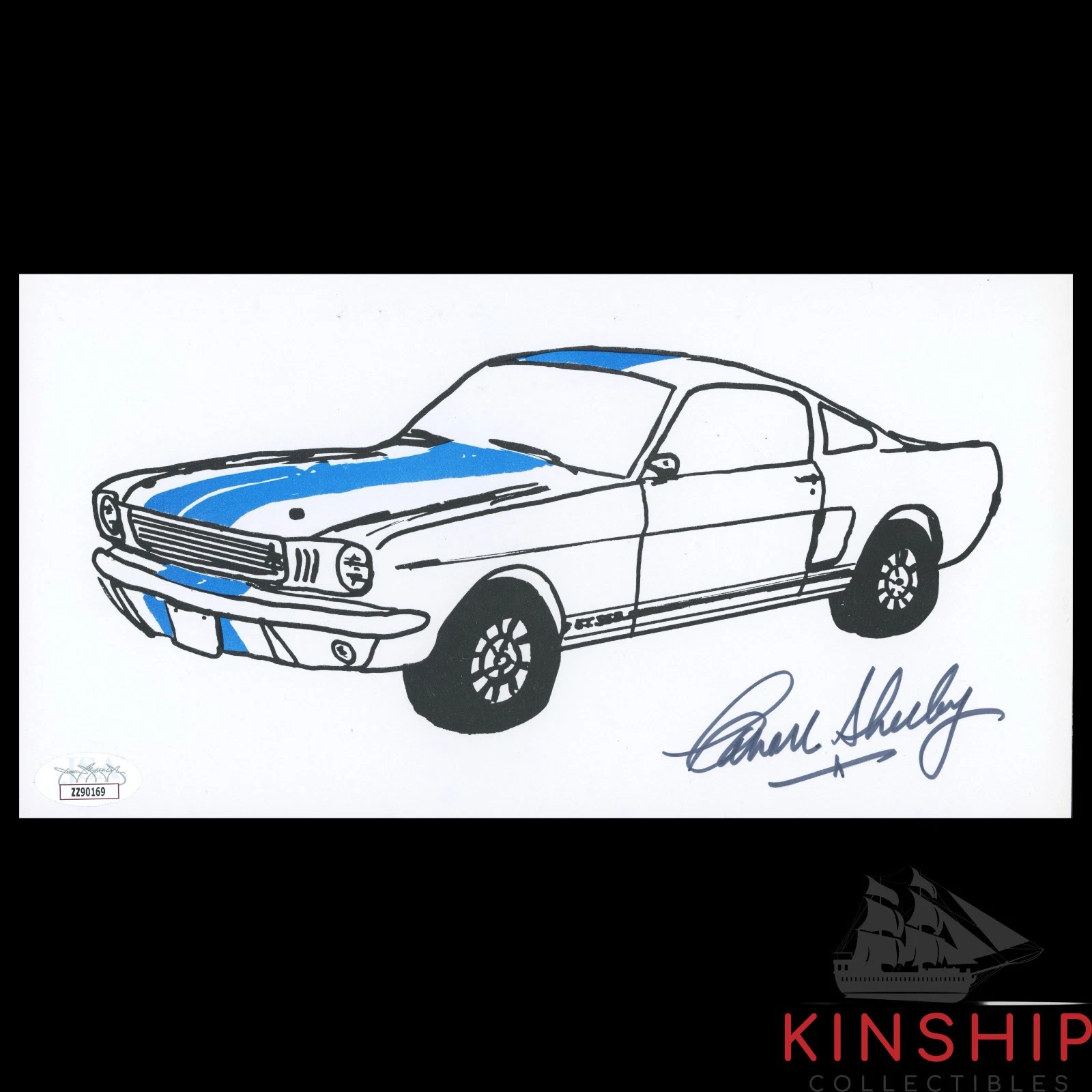 Carroll Shelby signed Color Print JSA LOA Mustangs & Shelbys Racing Auto Z2493