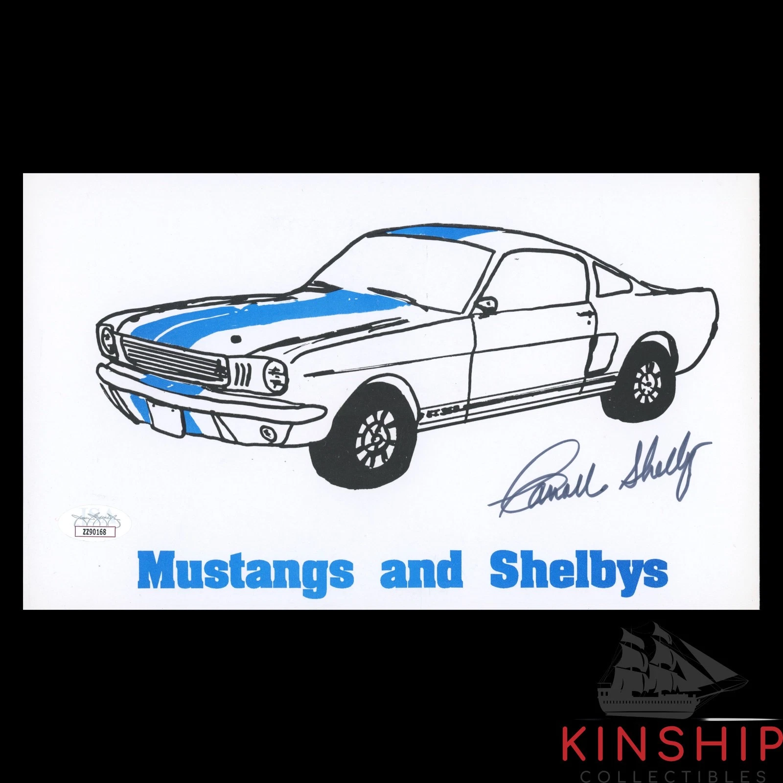 Carroll Shelby signed Color Print JSA LOA Mustangs & Shelbys Racing Auto Z2492
