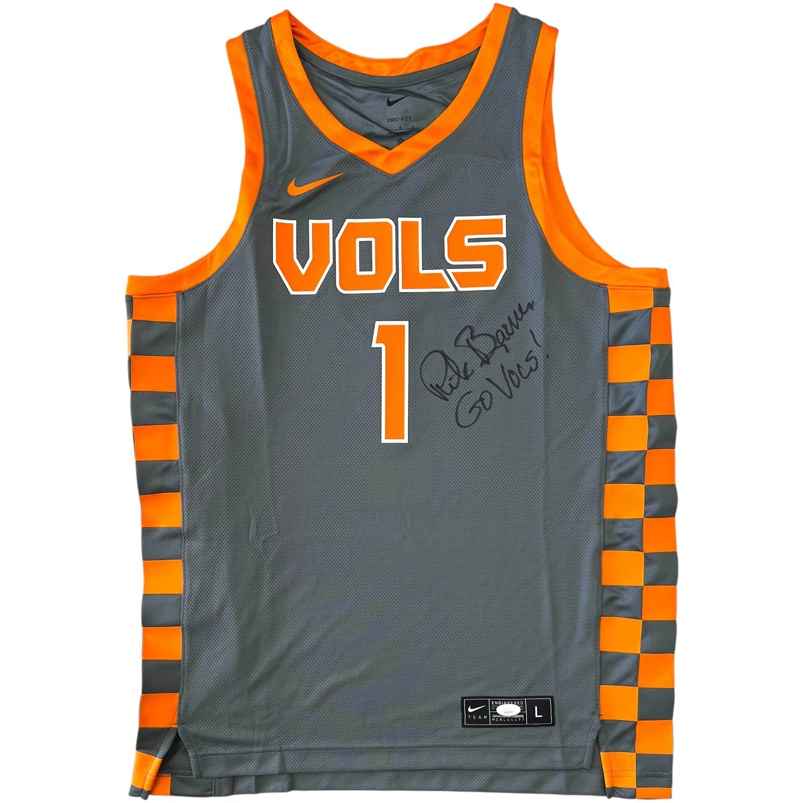 RICK BARNES SIGNED AUTOGRAPHED TENNESSEE VOLUNTEERS NIKE BASKETBALL JERSEY JSA