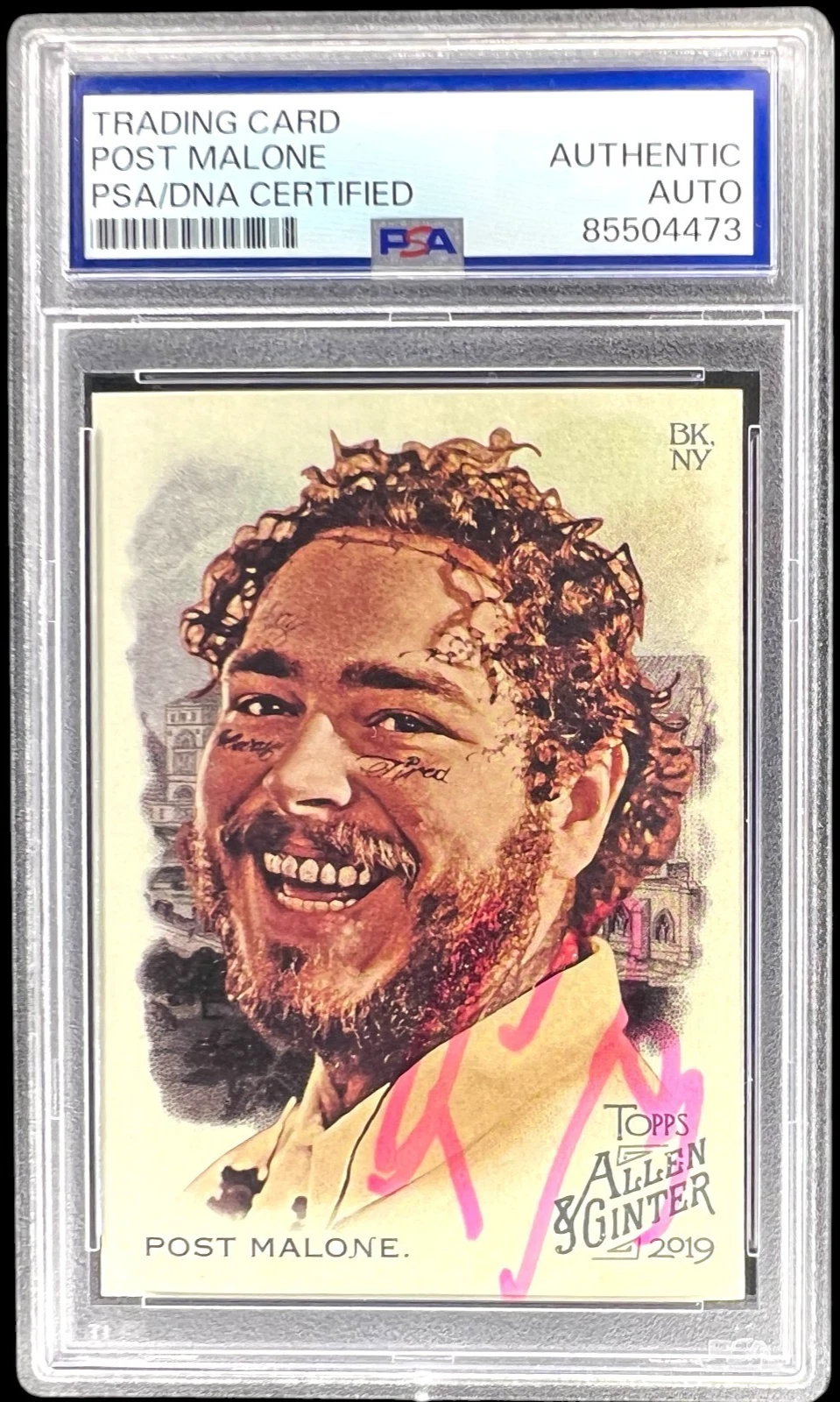 POST MALONE SIGNED 2019 TOPPS ALLEN & GINTER CARD #176 AUTO AUTOGRAPHED PSA