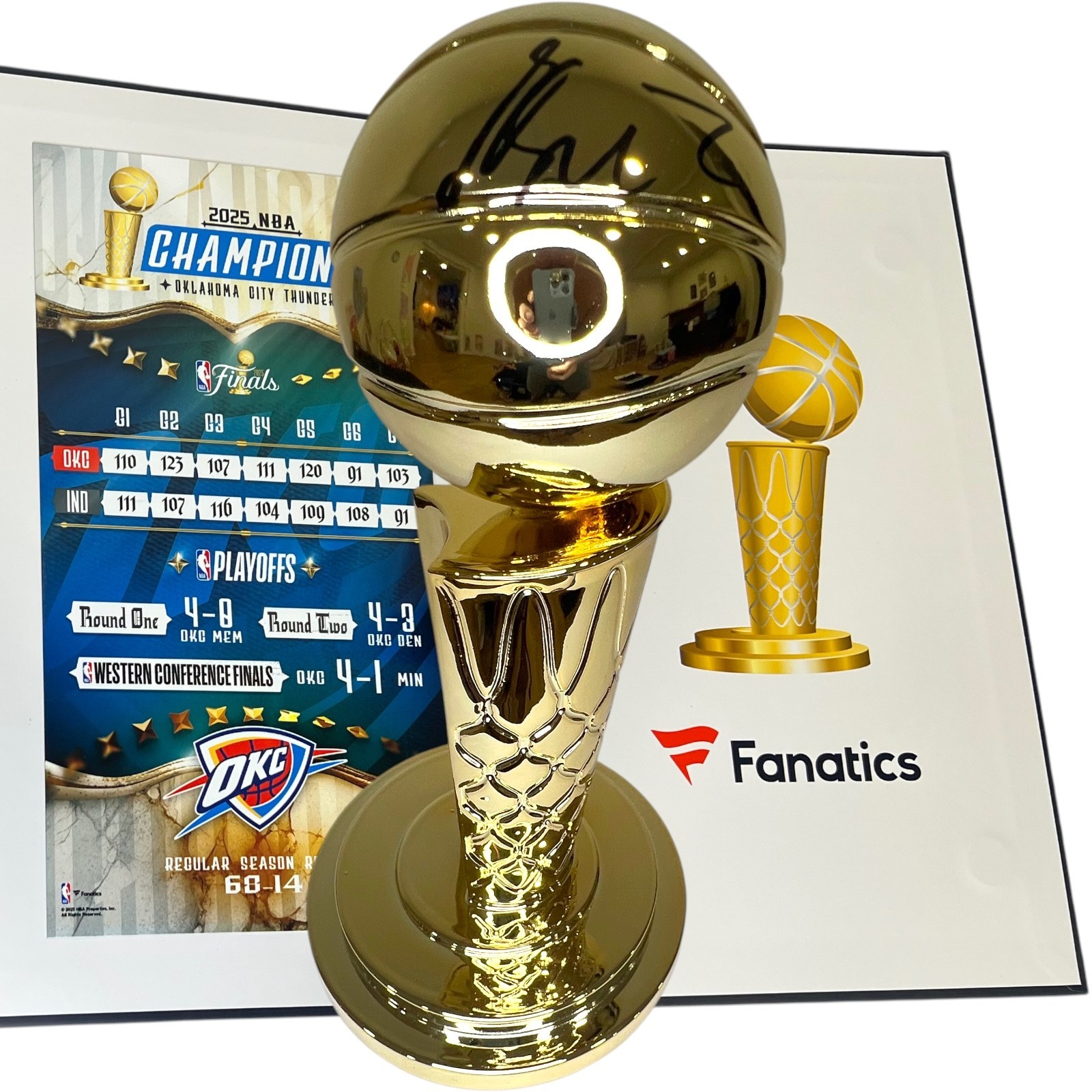 SHAI GILGEOUS-ALEXANDER SIGNED 2025 NBA FINALS CHAMPIONS TROPHY OKC THUNDER JSA!