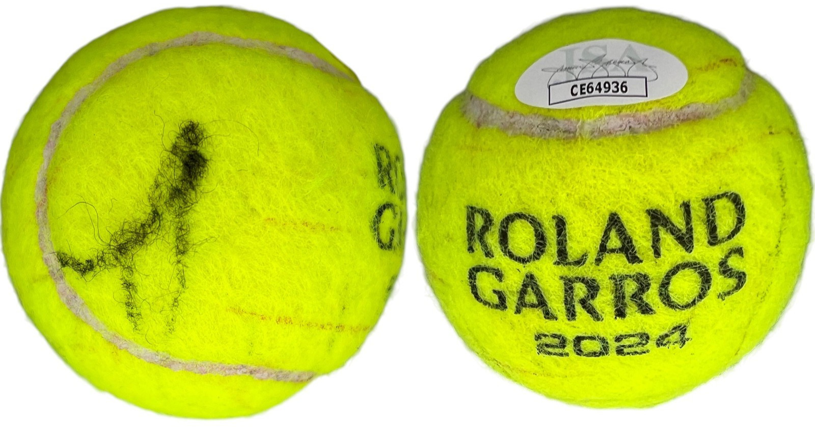 JANNIK SINNER SIGNED 2024 MATCH USED FRENCH OPEN TENNIS BALL ROLLAND GARROS JSA