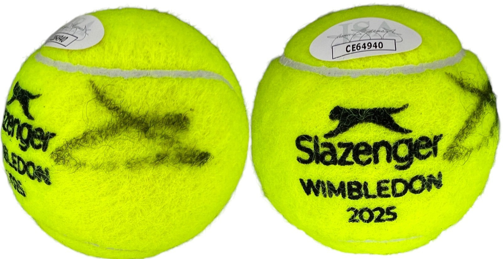 JANNIK SINNER SIGNED AUTOGRAPHED DATED 2025 WIMBLEDON TENNIS BALL JSA