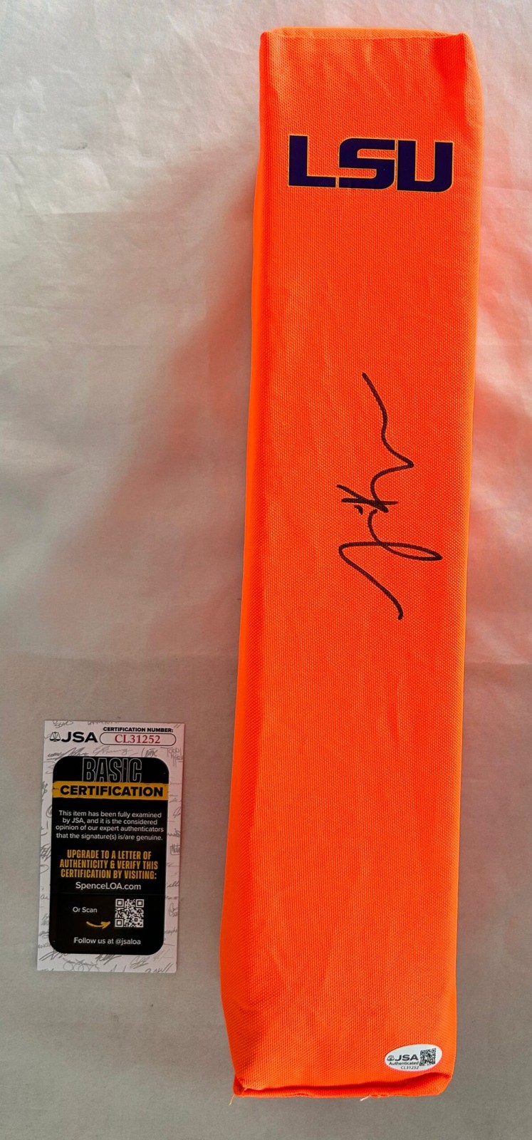 Lane Kiffin Signed Pylon LSU JSA 3 COA