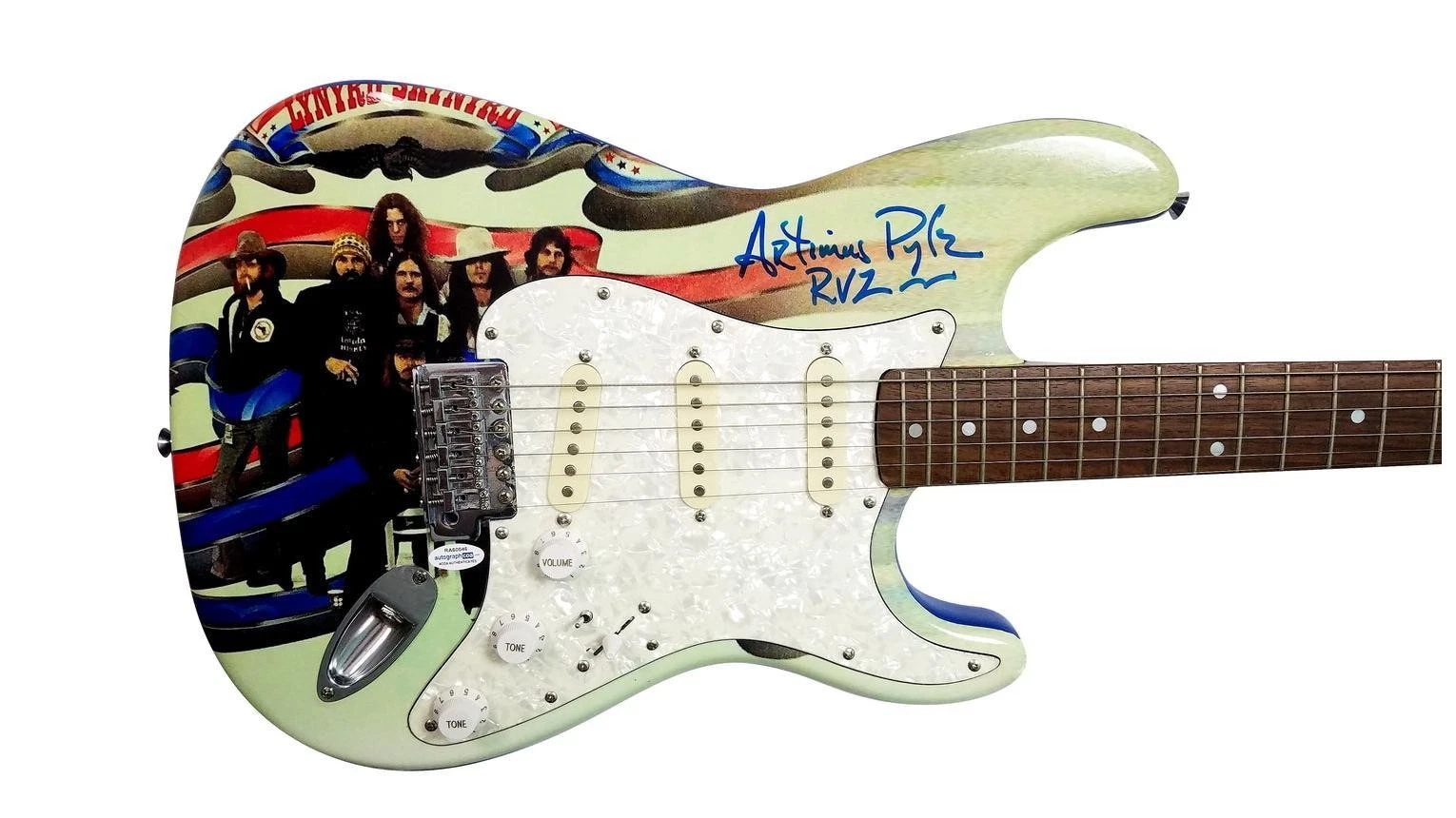 Lynyrd Skynyrd Artimus Pyle Signed Autographed Custom Photo Guitar ACOA