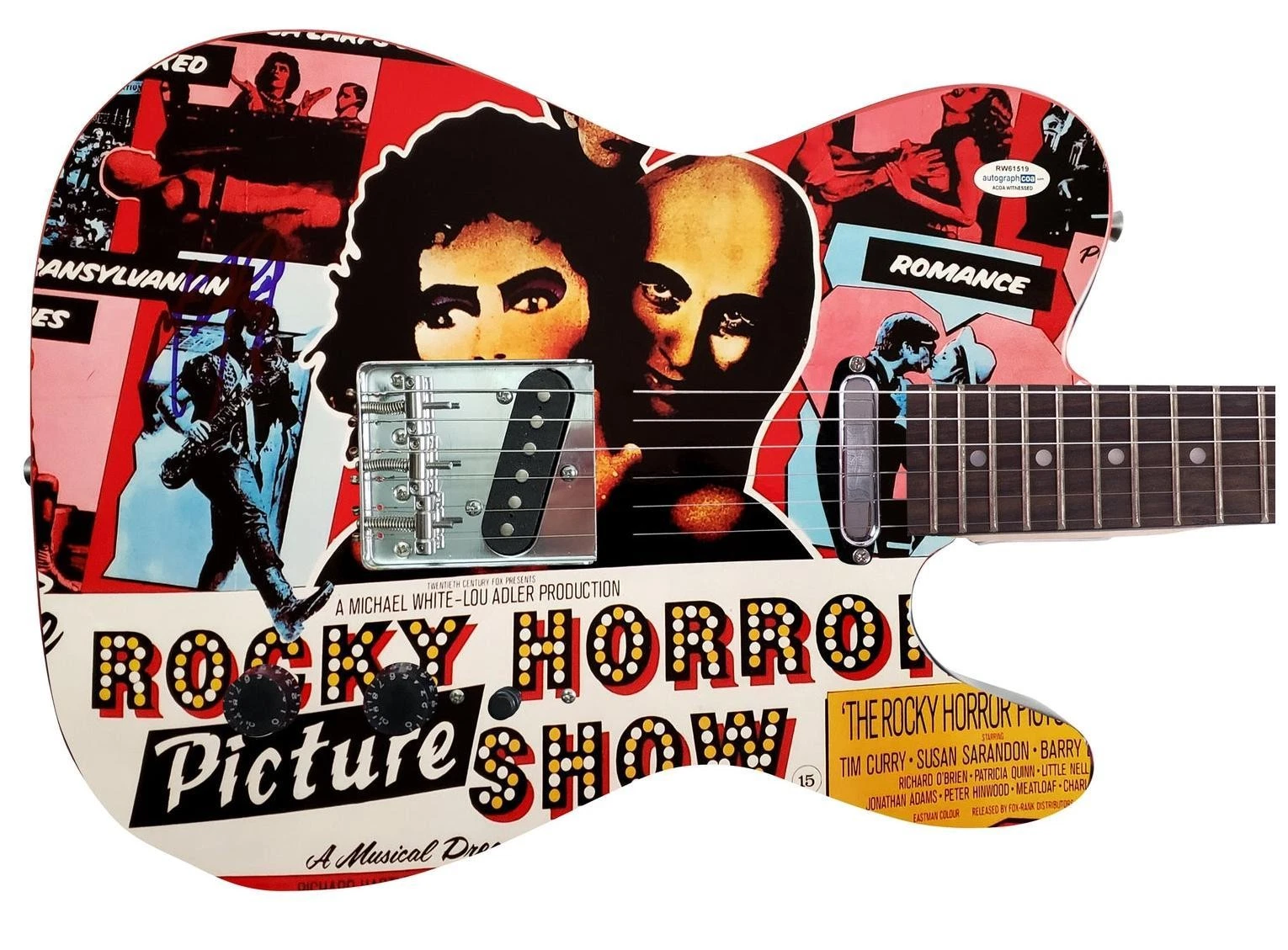 Meat Loaf Autographed Rocky Horror Graphics Guitar Exact Video Proof ACOA Witnes