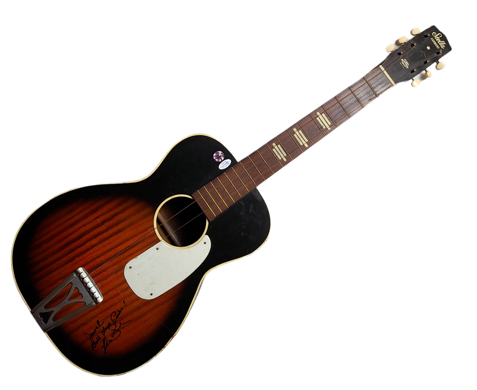 Les Paul Autographed To Jewel Vintage Stella Harmony Acoustic Guitar UACC AFTAL