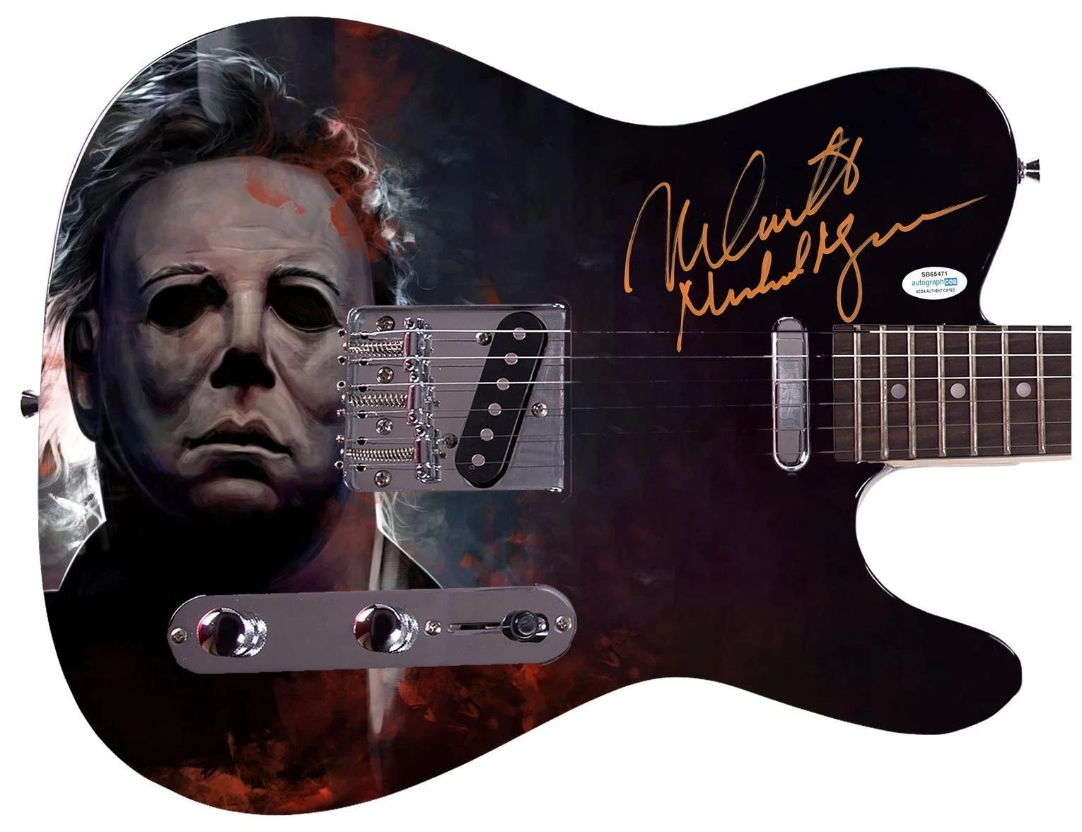 Nick Castle Signed Halloween Michael Myers Photo Guitar Exact Proof ACOA