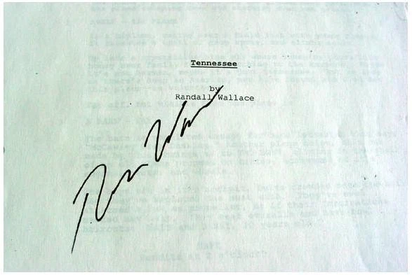 Randall Wallace Signed Autographed Tennessee Script